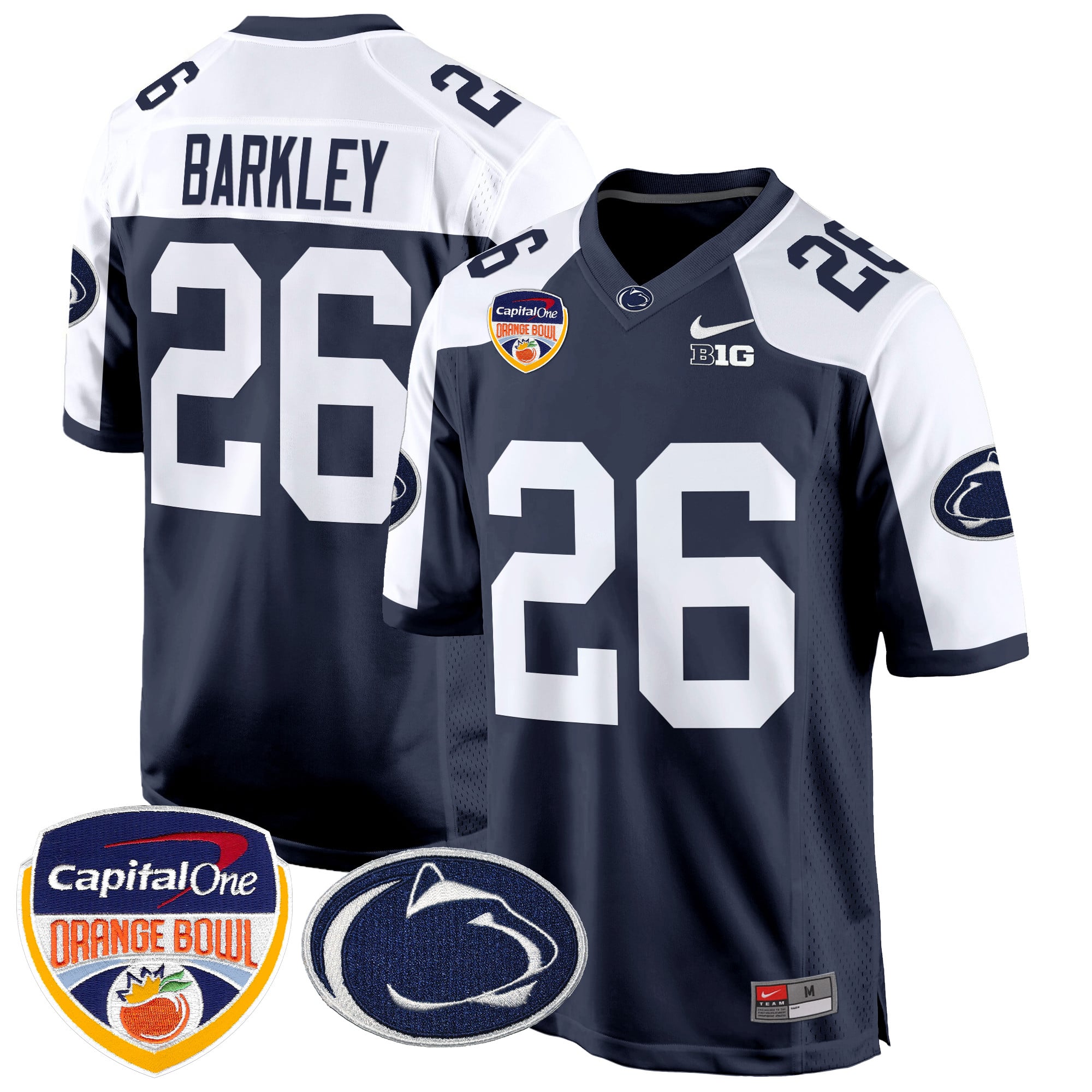 Men's Penn State Nittany Lions Orange Bowl Patch Game Jersey - All Stitched