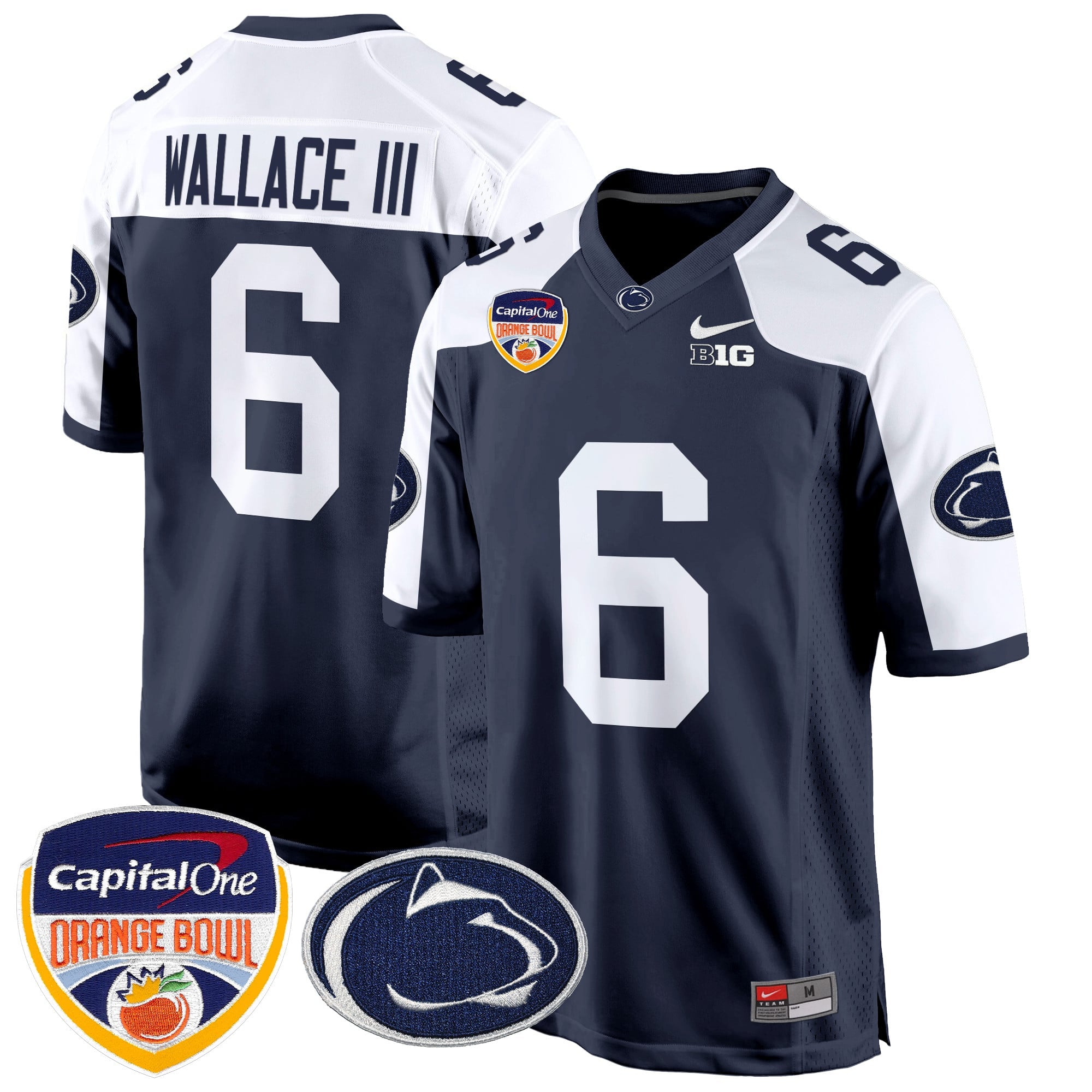 Men's Penn State Nittany Lions Orange Bowl Patch Game Jersey - All Stitched