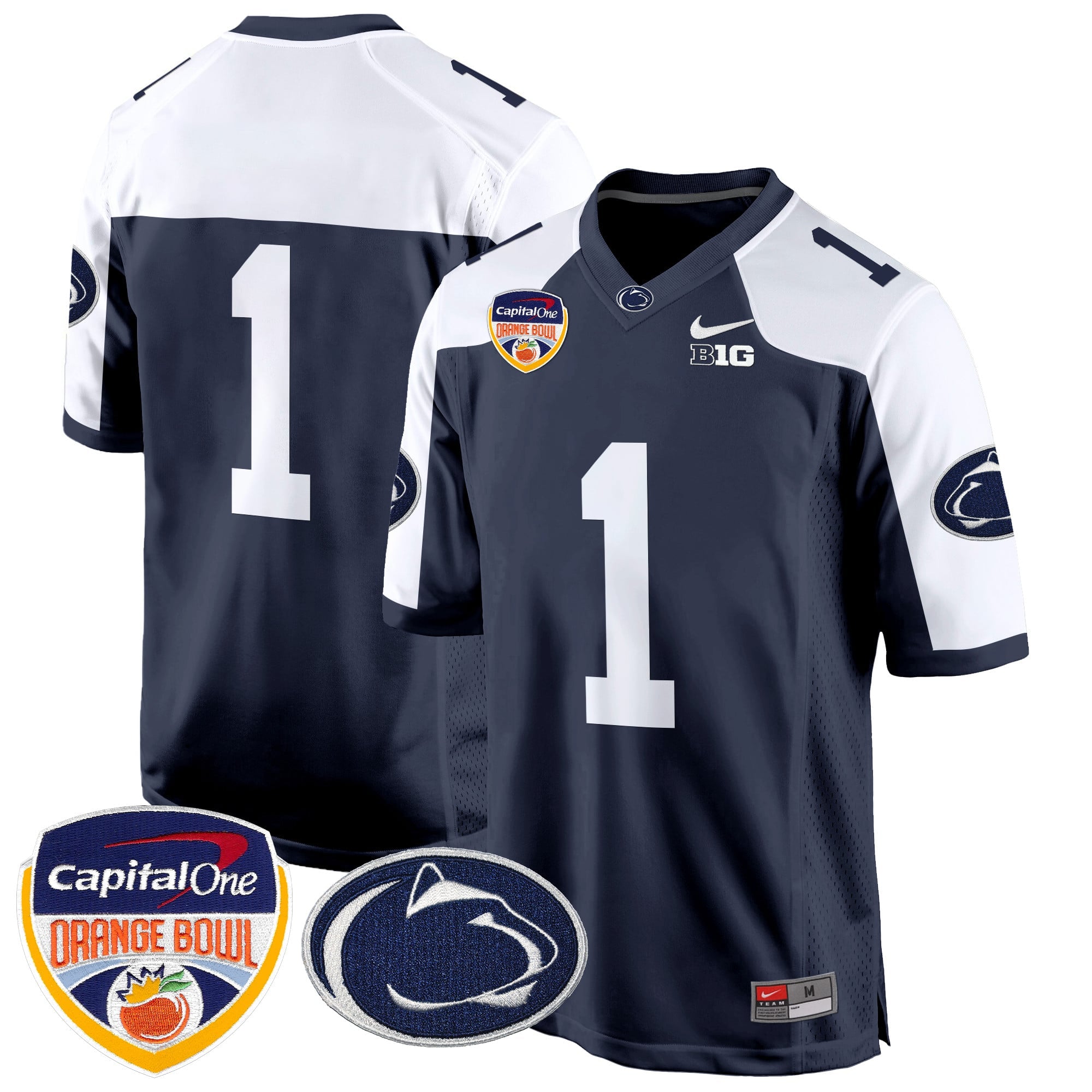 Men's Penn State Nittany Lions Orange Bowl Patch Game Jersey - All Stitched