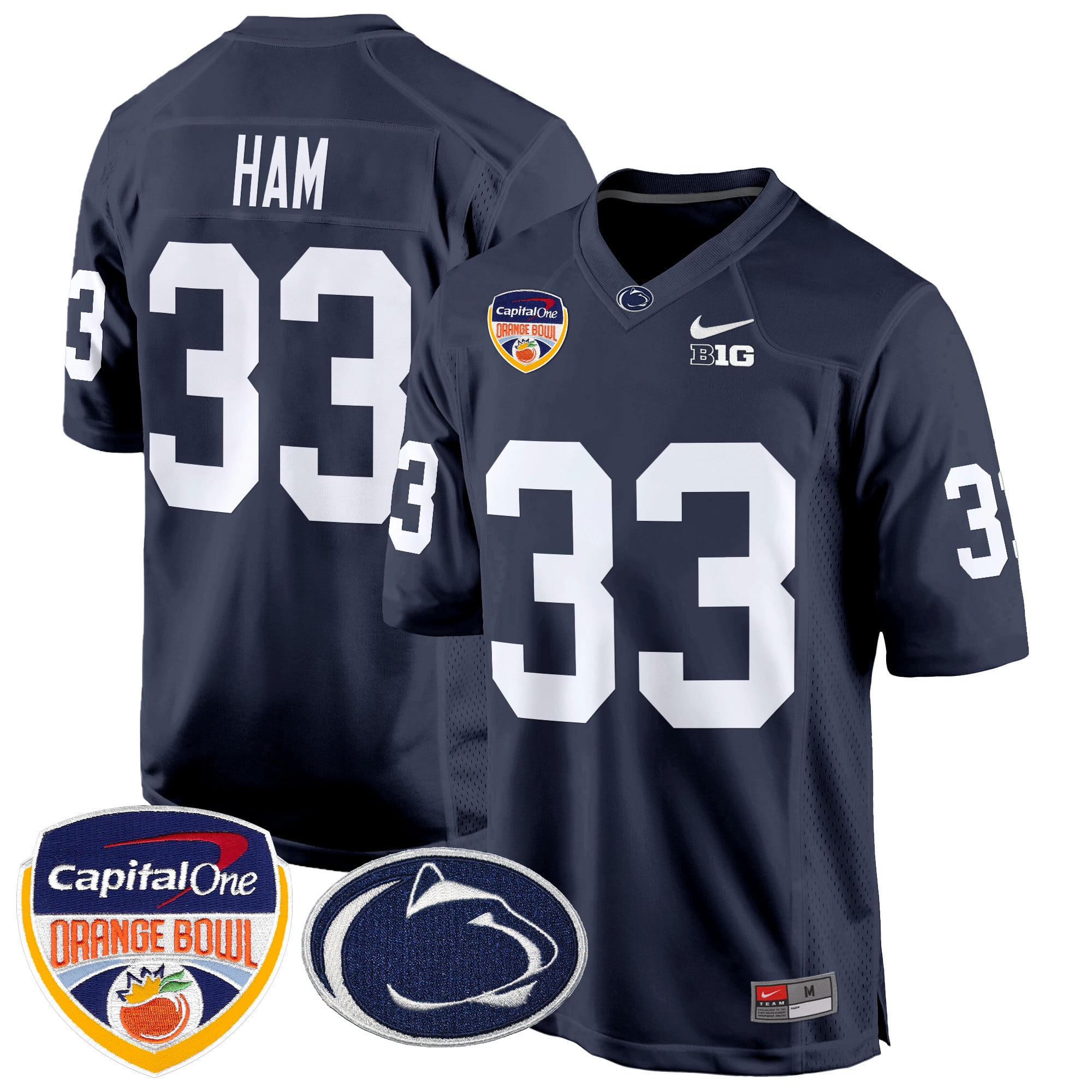 Men's Penn State Nittany Lions Orange Bowl Patch Game Jersey - All Stitched