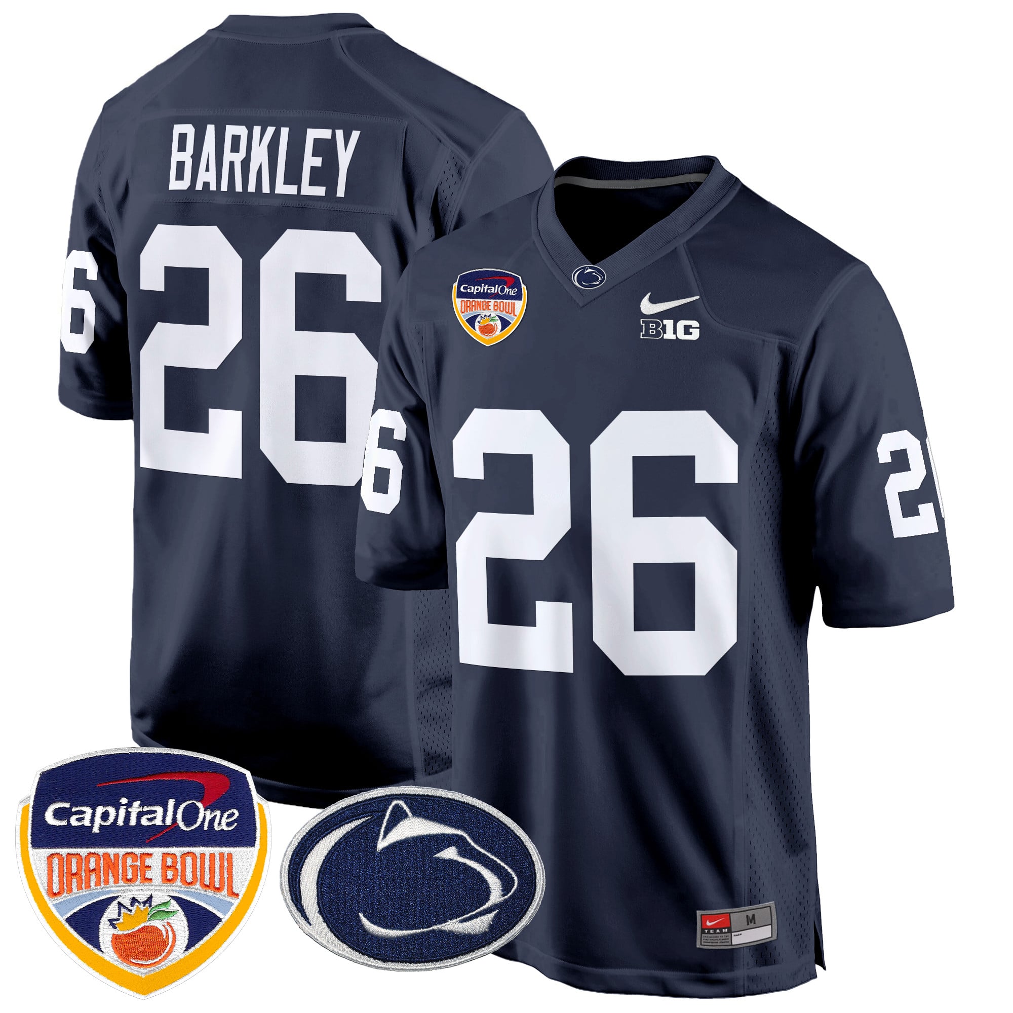 Men's Penn State Nittany Lions Orange Bowl Patch Game Jersey - All Stitched