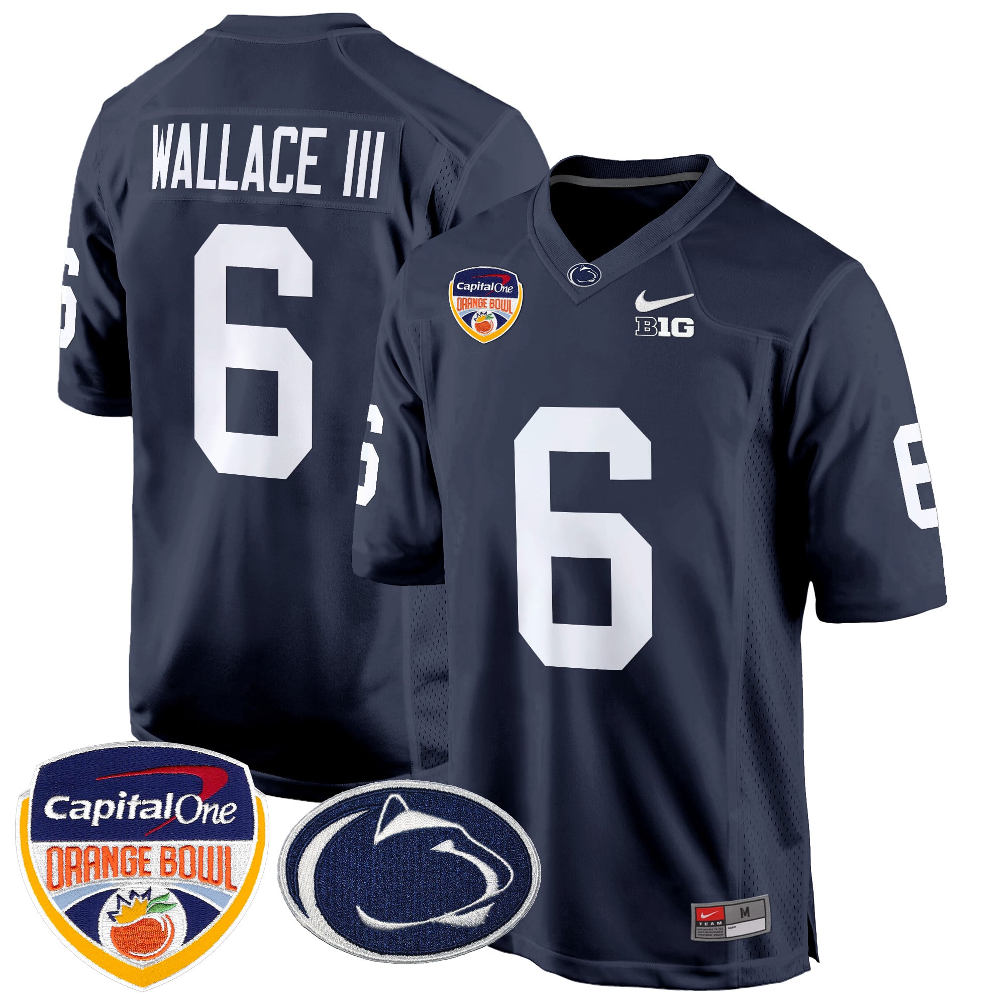 Men's Penn State Nittany Lions Orange Bowl Patch Game Jersey - All Stitched