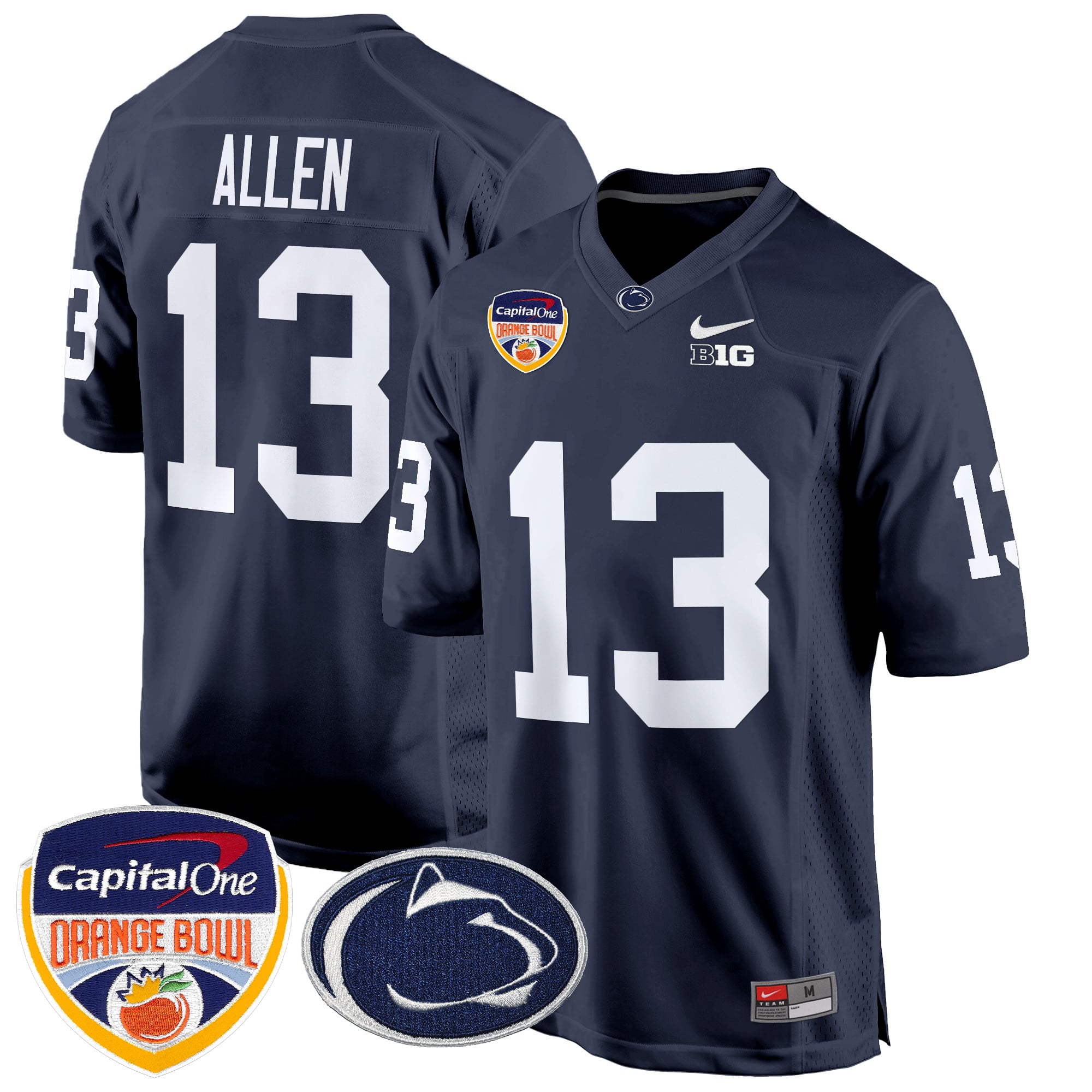Men's Penn State Nittany Lions Orange Bowl Patch Game Jersey - All Stitched