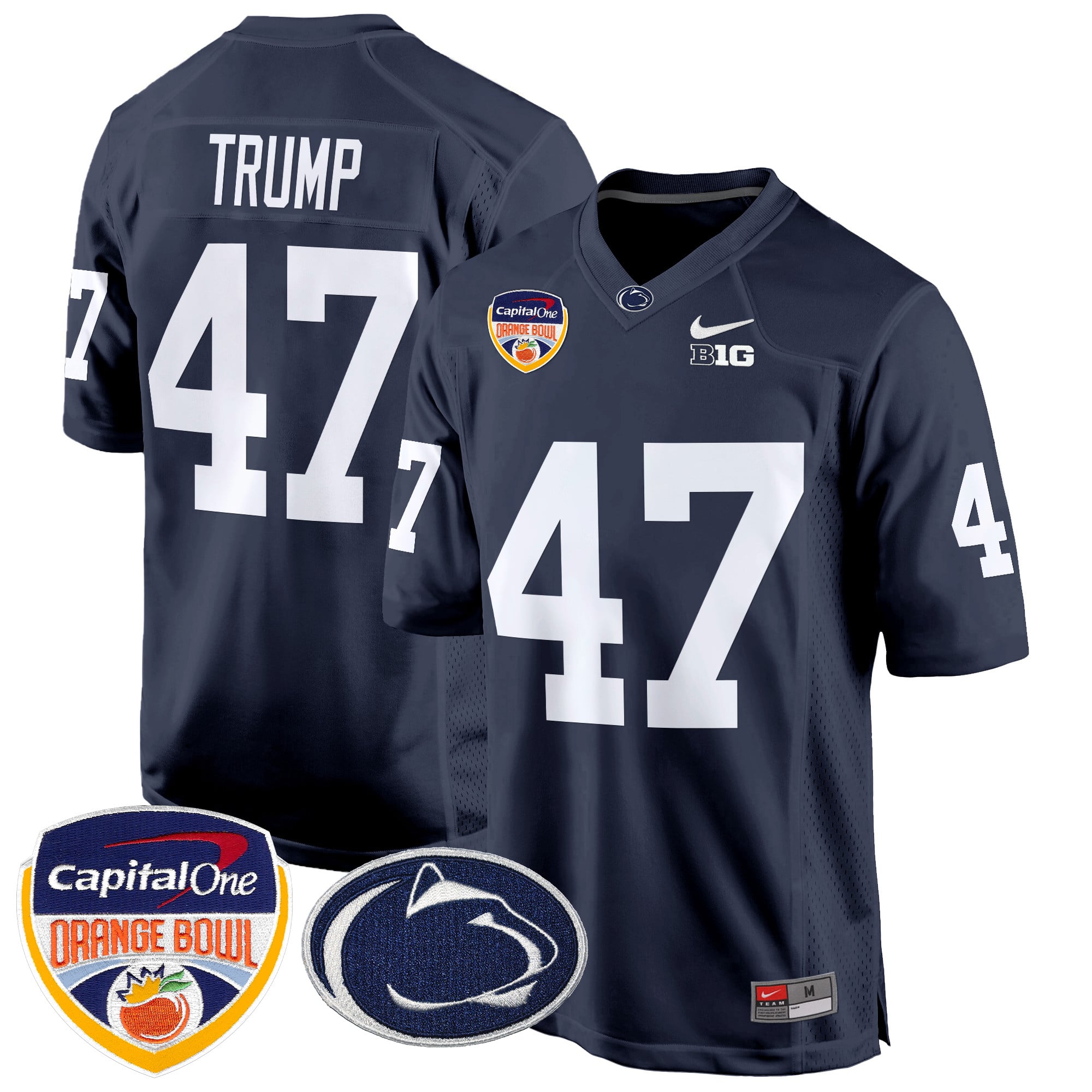 Men's Penn State Nittany Lions Orange Bowl Patch Game Jersey - All Stitched