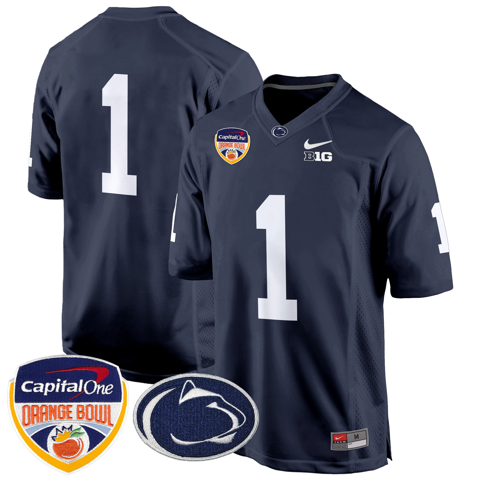 Men's Penn State Nittany Lions Orange Bowl Patch Game Jersey - All Stitched