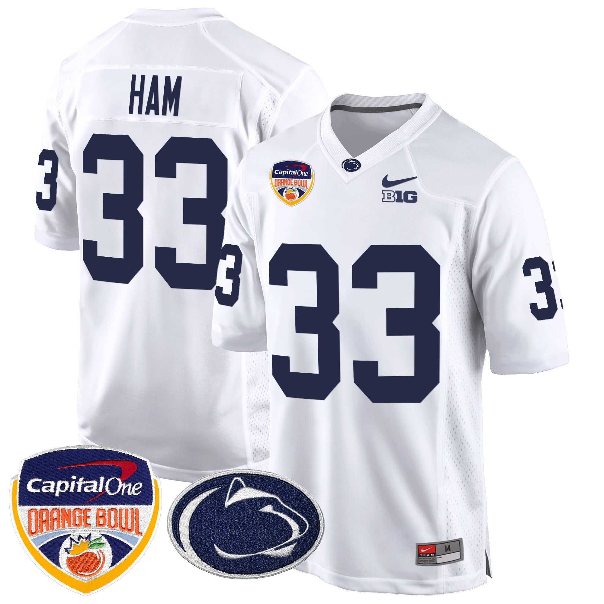 Men's Penn State Nittany Lions Orange Bowl Patch Game Jersey - All Stitched