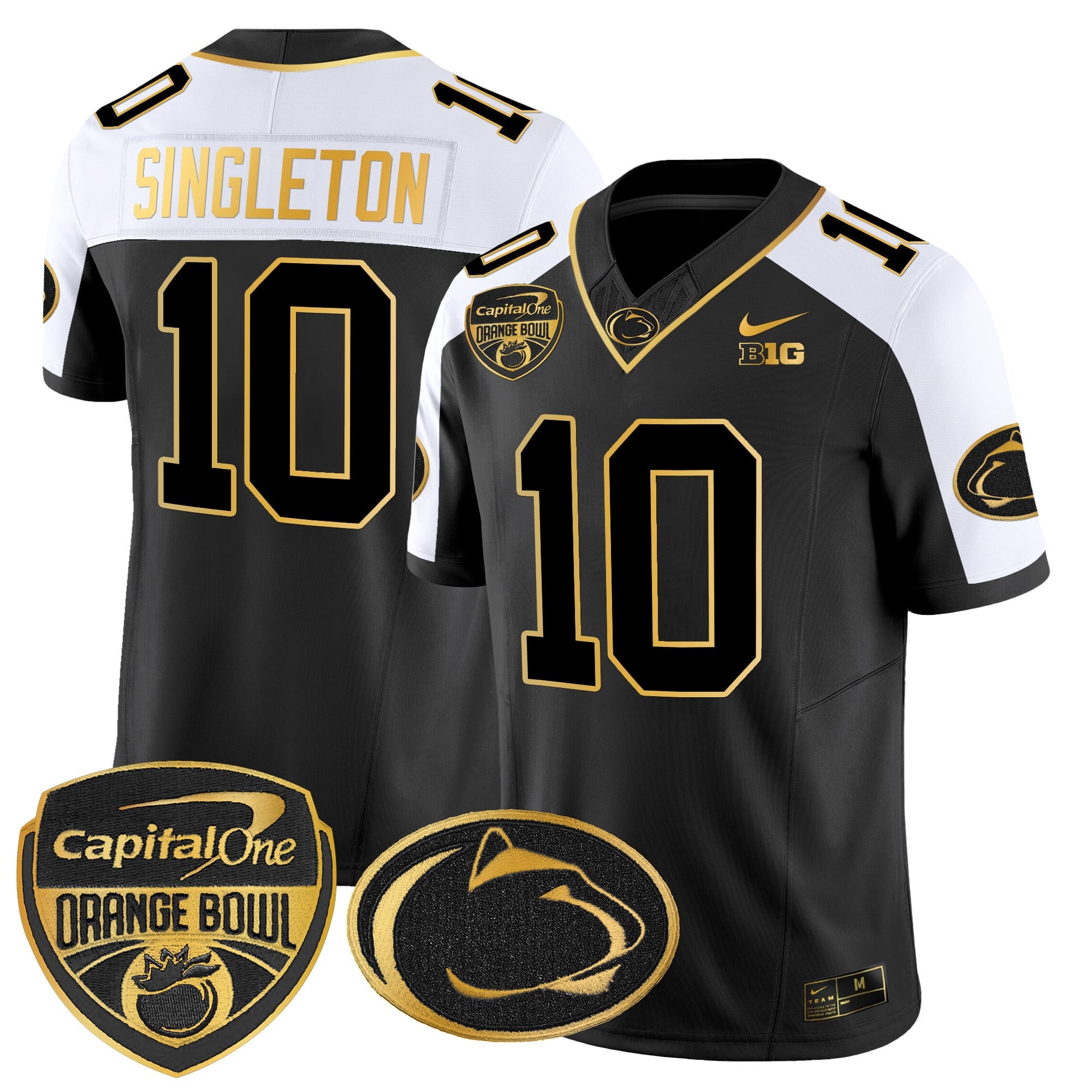 Men's Penn State Nittany Lions Orange Bowl Patch Gold Vapor Limited Jersey V2 - All Stitched