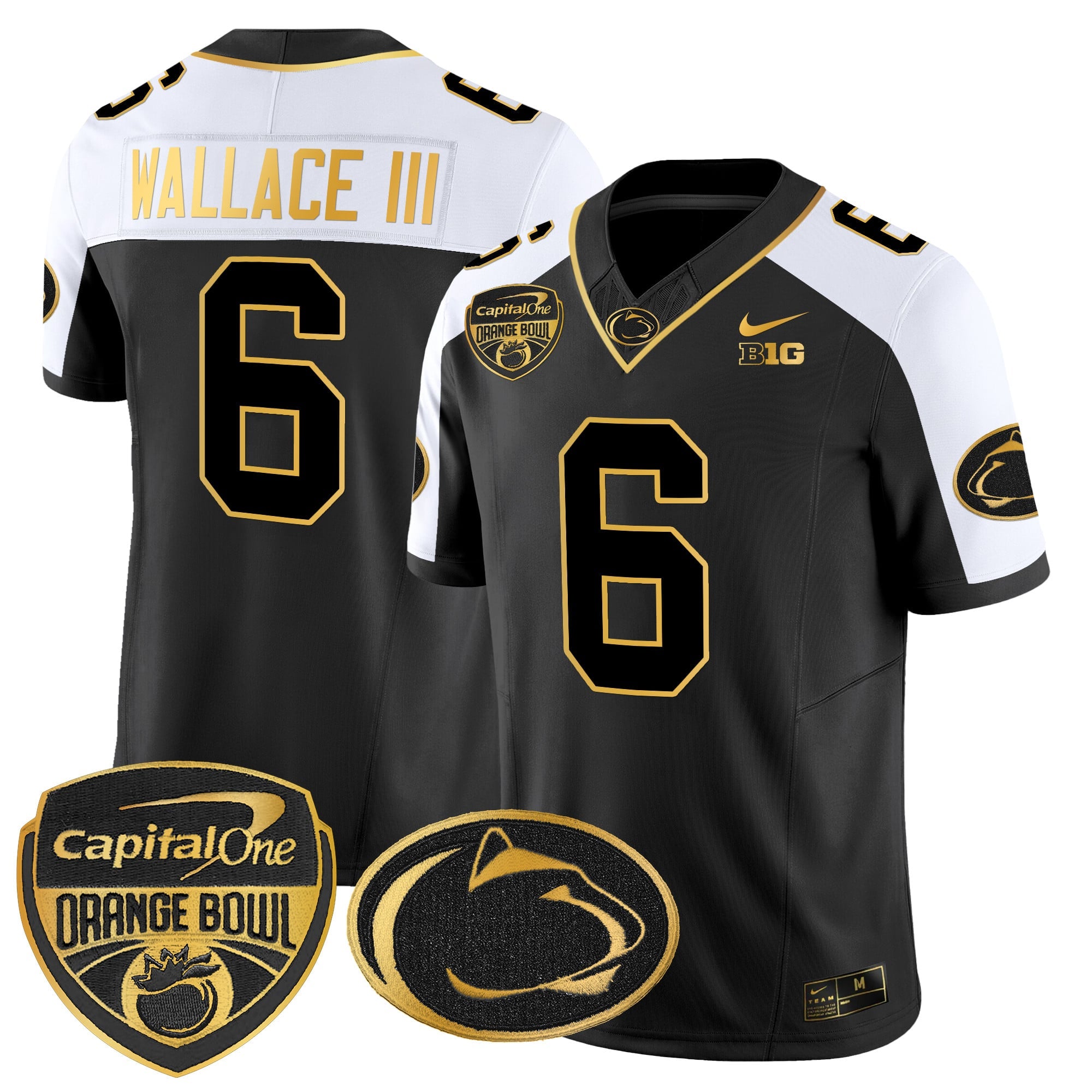 Men's Penn State Nittany Lions Orange Bowl Patch Gold Vapor Limited Jersey V2 - All Stitched