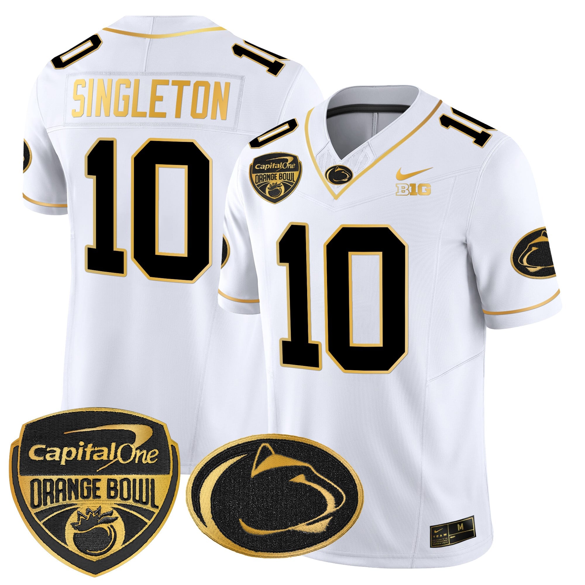 Men's Penn State Nittany Lions Orange Bowl Patch Gold Vapor Limited Jersey V2 - All Stitched