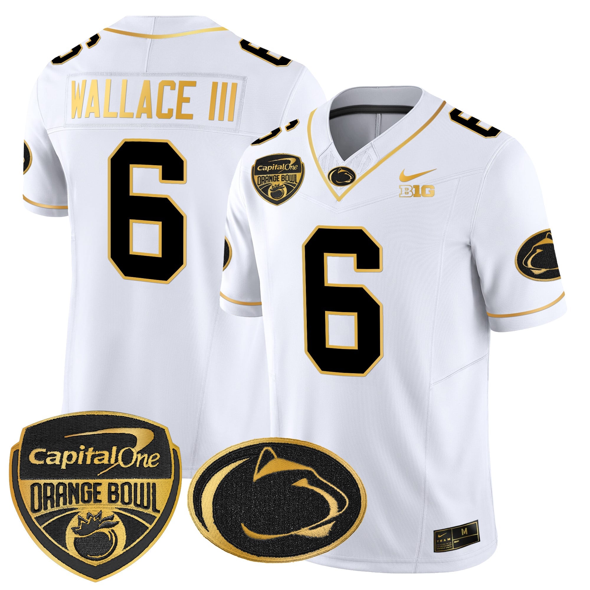 Men's Penn State Nittany Lions Orange Bowl Patch Gold Vapor Limited Jersey V2 - All Stitched