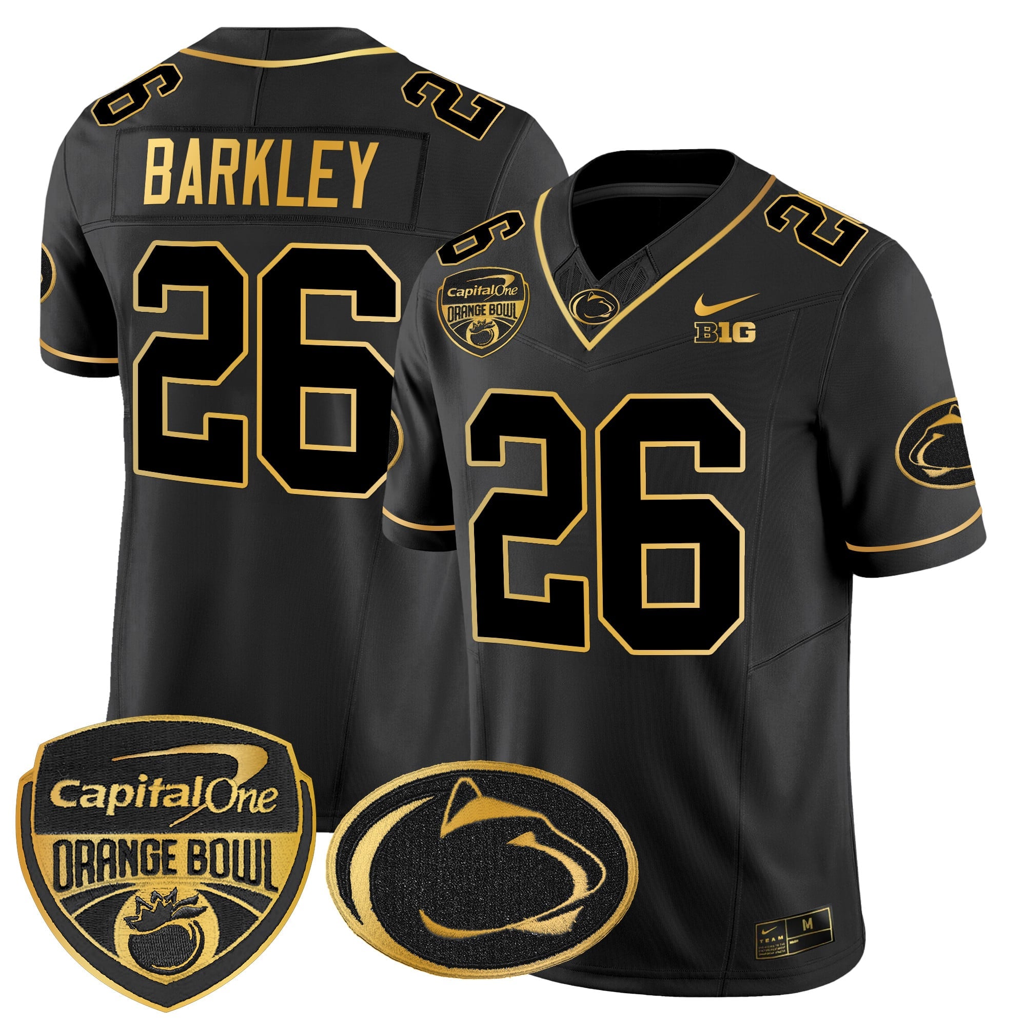 Men's Penn State Nittany Lions Orange Bowl Patch Gold Vapor Limited Jersey V2 - All Stitched