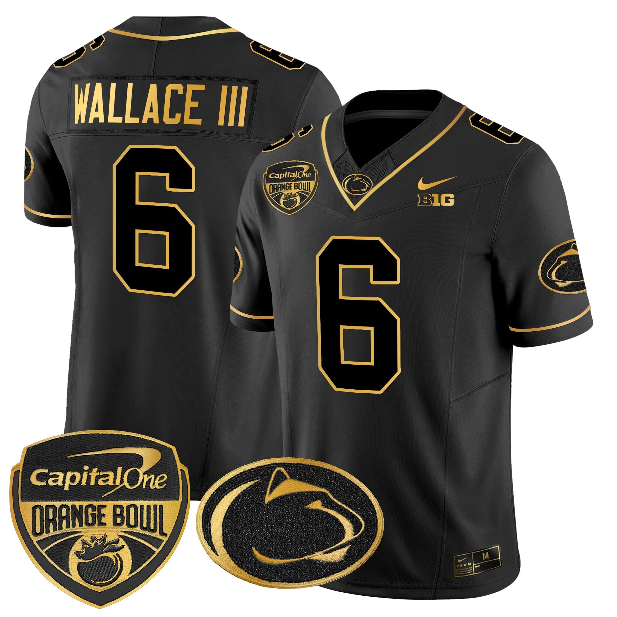Men's Penn State Nittany Lions Orange Bowl Patch Gold Vapor Limited Jersey V2 - All Stitched