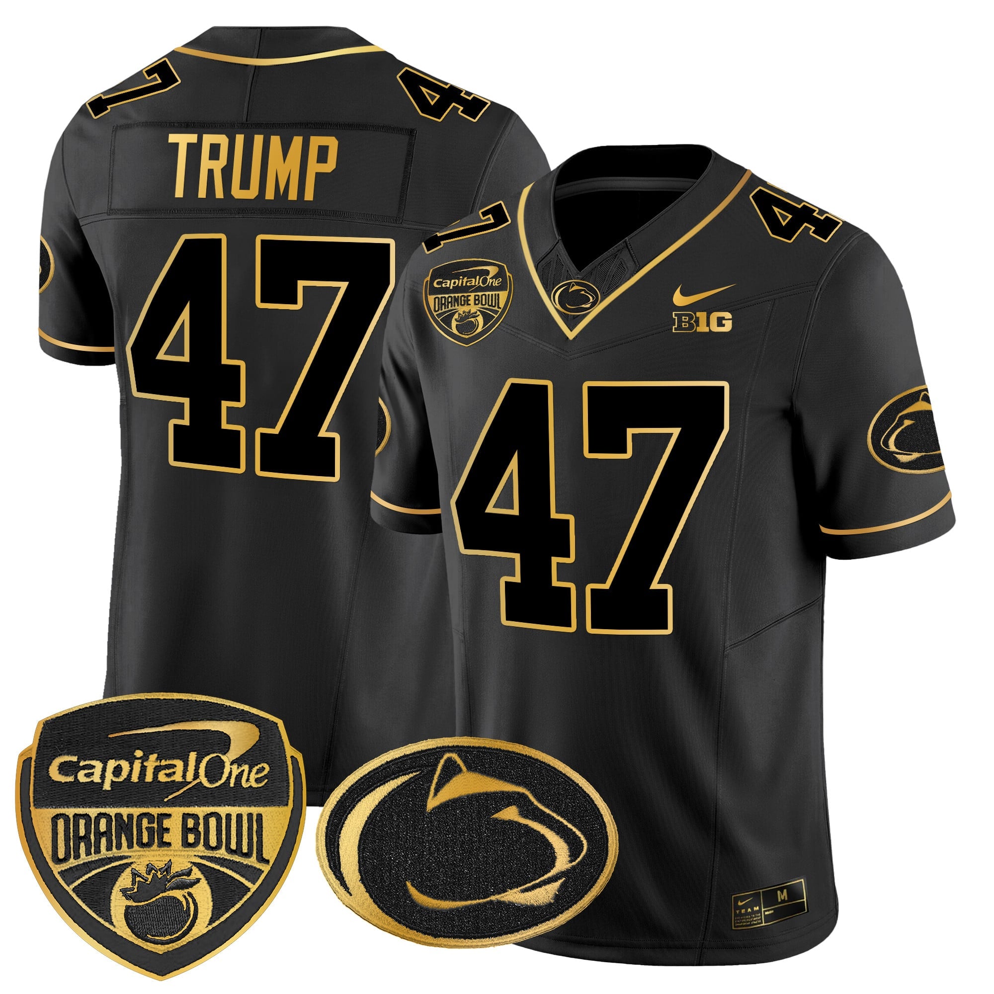 Men's Penn State Nittany Lions Orange Bowl Patch Gold Vapor Limited Jersey V2 - All Stitched