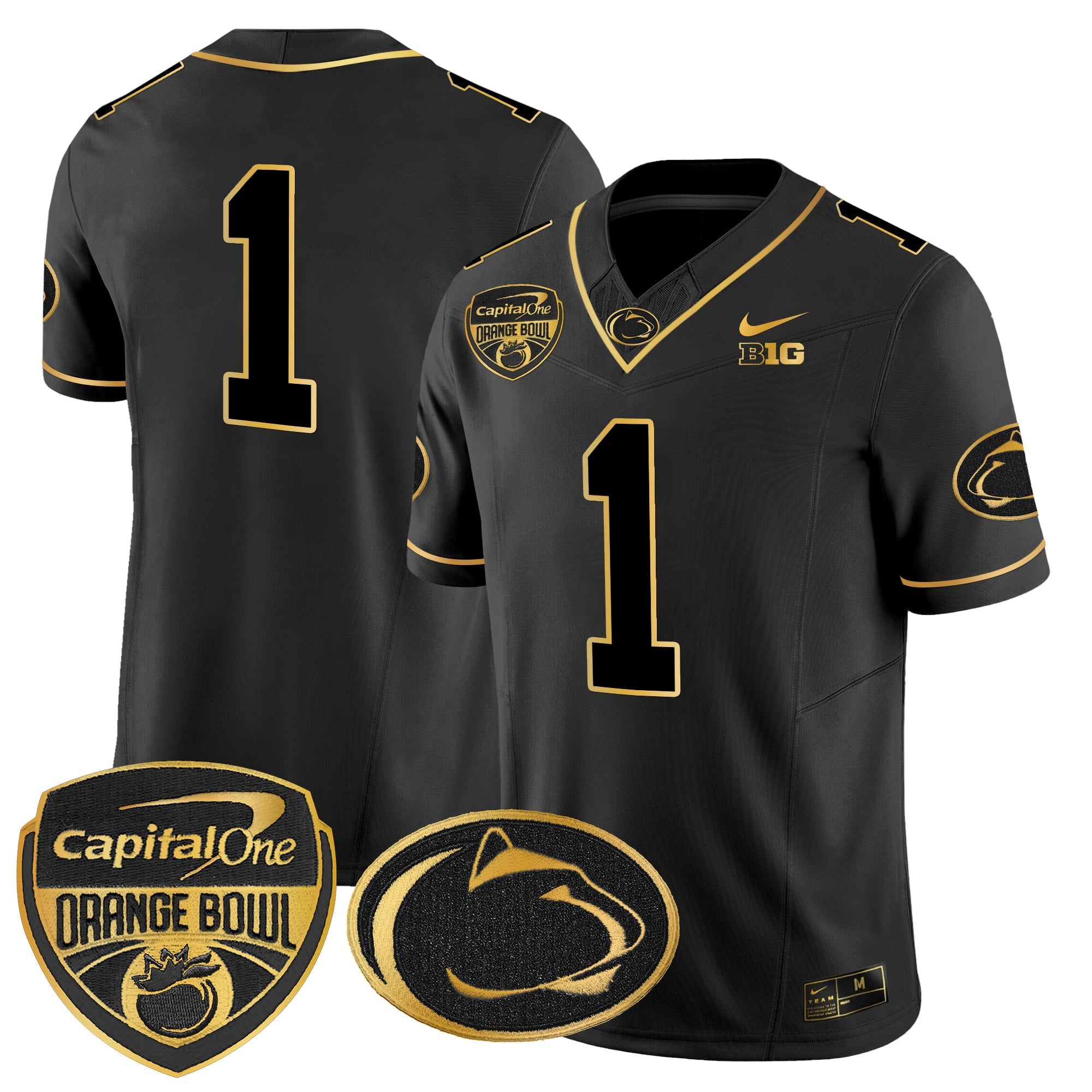 Men's Penn State Nittany Lions Orange Bowl Patch Gold Vapor Limited Jersey V2 - All Stitched