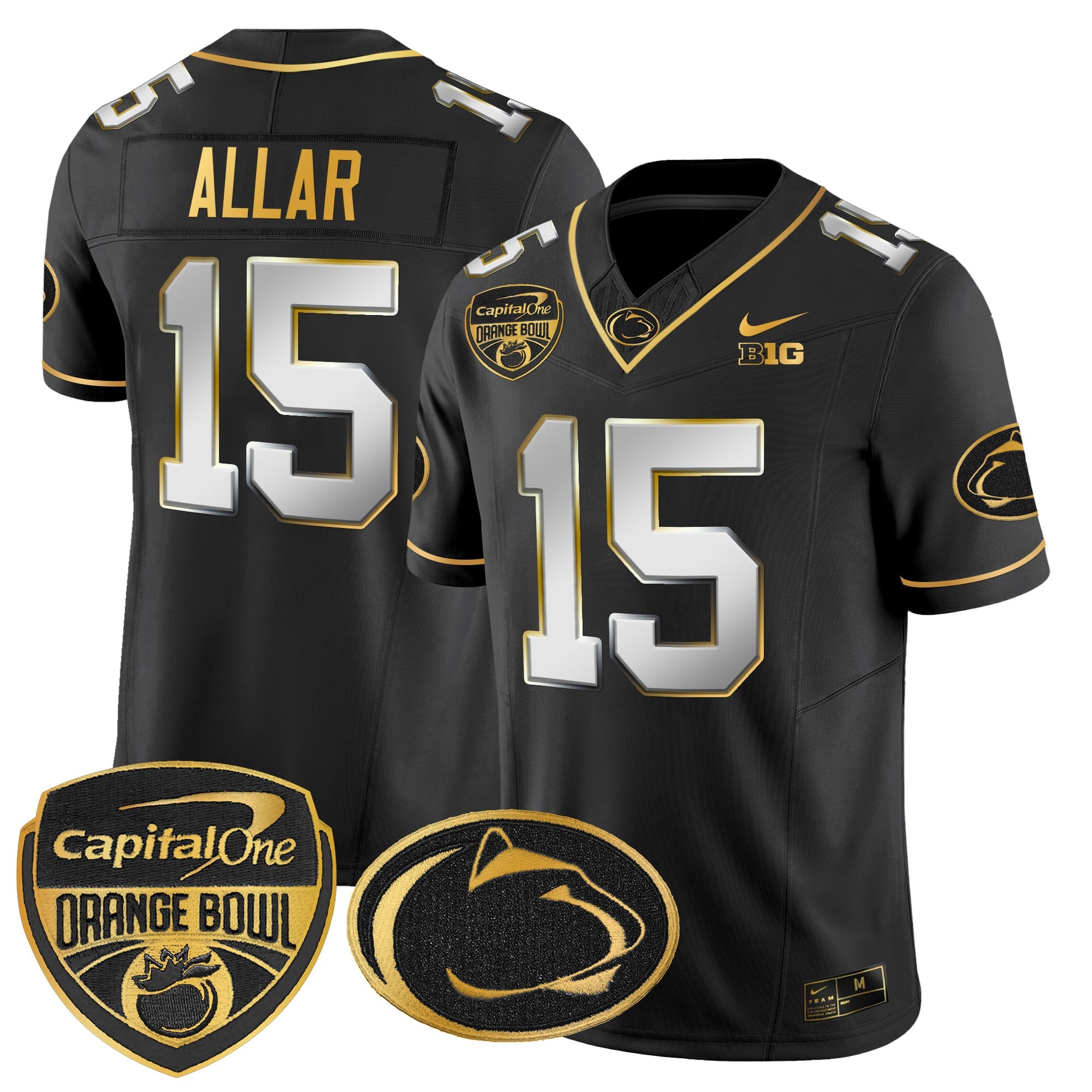 Men's Penn State Nittany Lions Orange Bowl Patch Gold Vapor Limited Jersey V2 - All Stitched