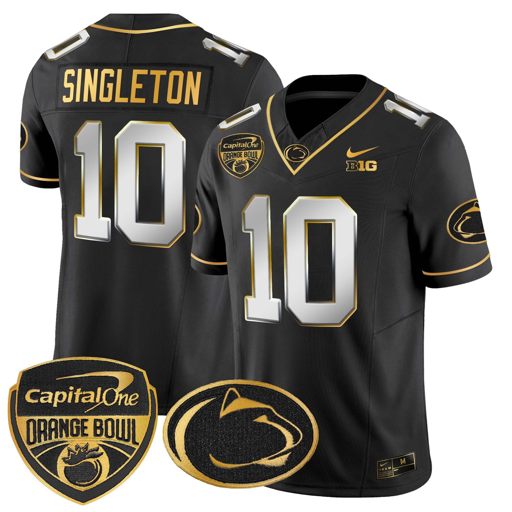 Men's Penn State Nittany Lions Orange Bowl Patch Gold Vapor Limited Jersey V2 - All Stitched