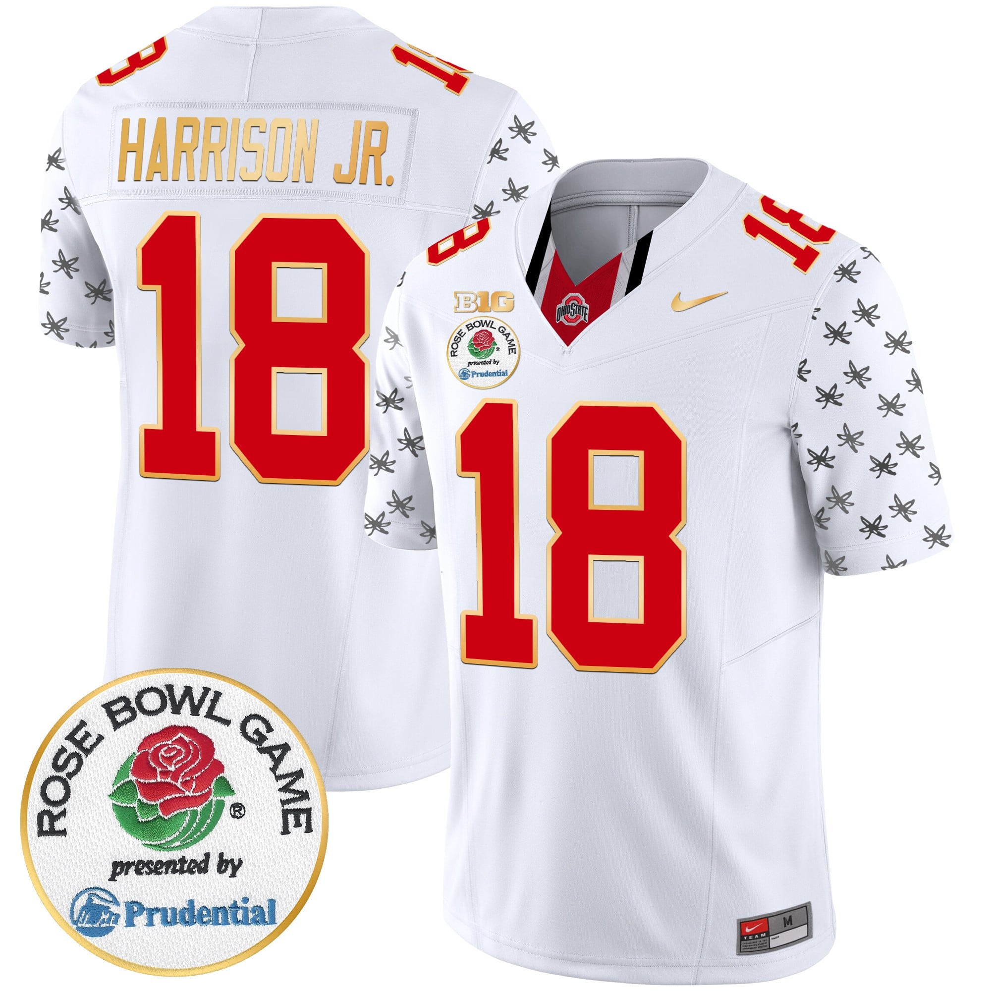 Men's Ohio State Buckeyes Rose Bowl Gold Trim Vapor Limited Jersey - All Stitched