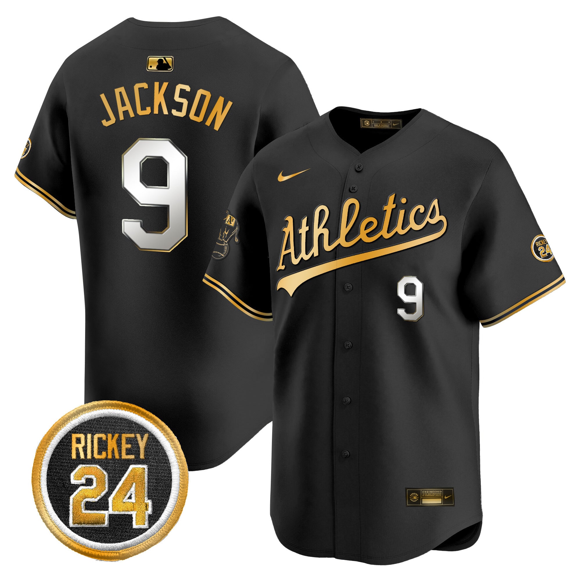Men's Oakland Athletics Rickey Henderson Patch Vapor Premier Limited Jersey - All Stitched