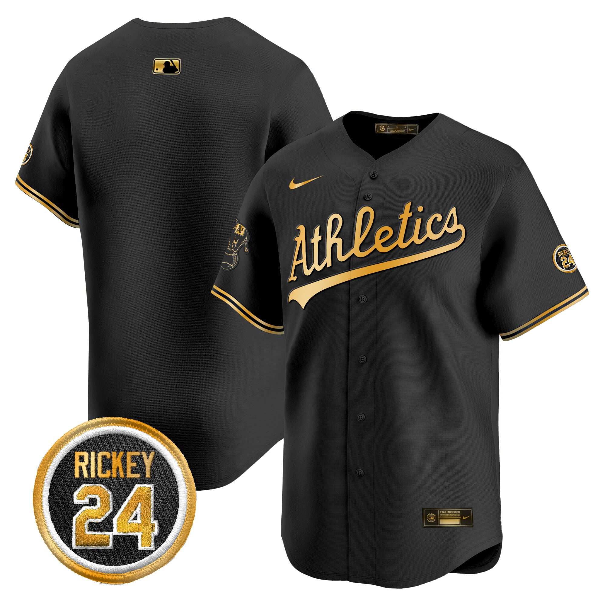 Men's Oakland Athletics Rickey Henderson Patch Vapor Premier Limited Jersey - All Stitched