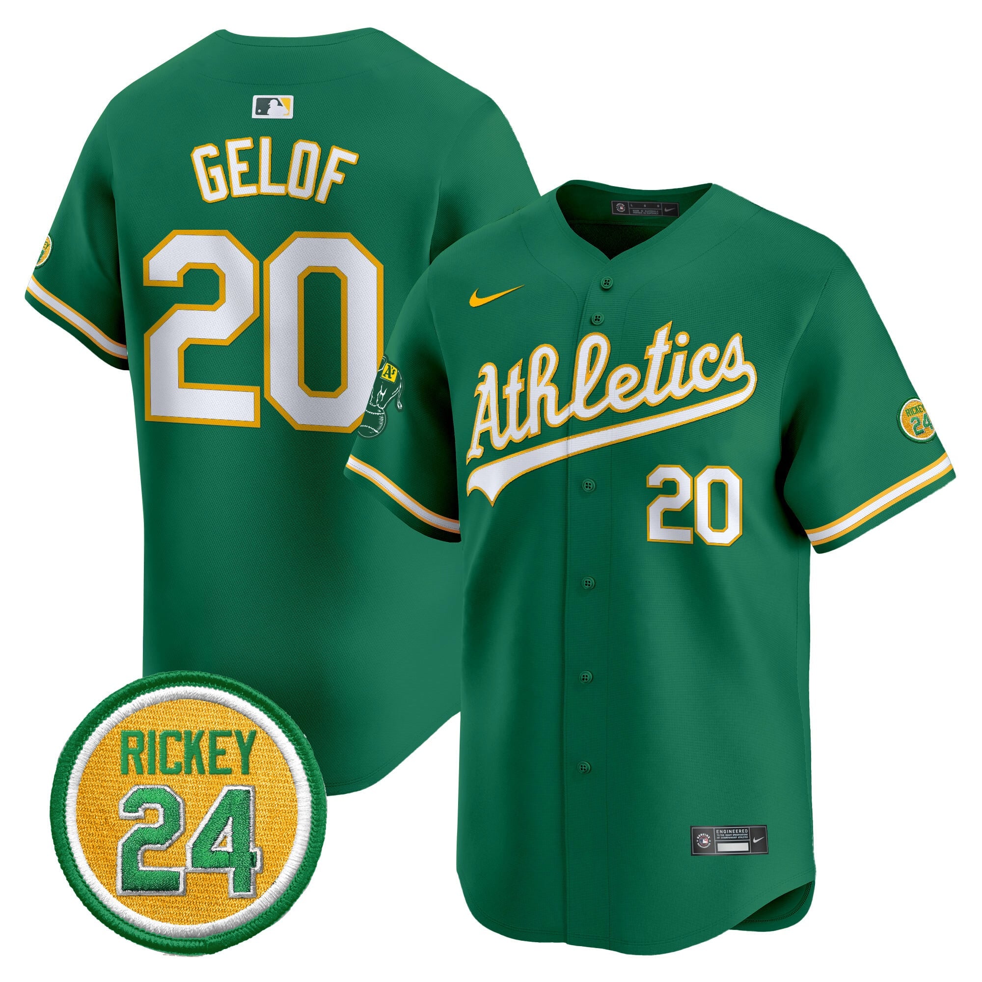 Men's Oakland Athletics Rickey Henderson Patch Vapor Premier Limited Jersey - All Stitched