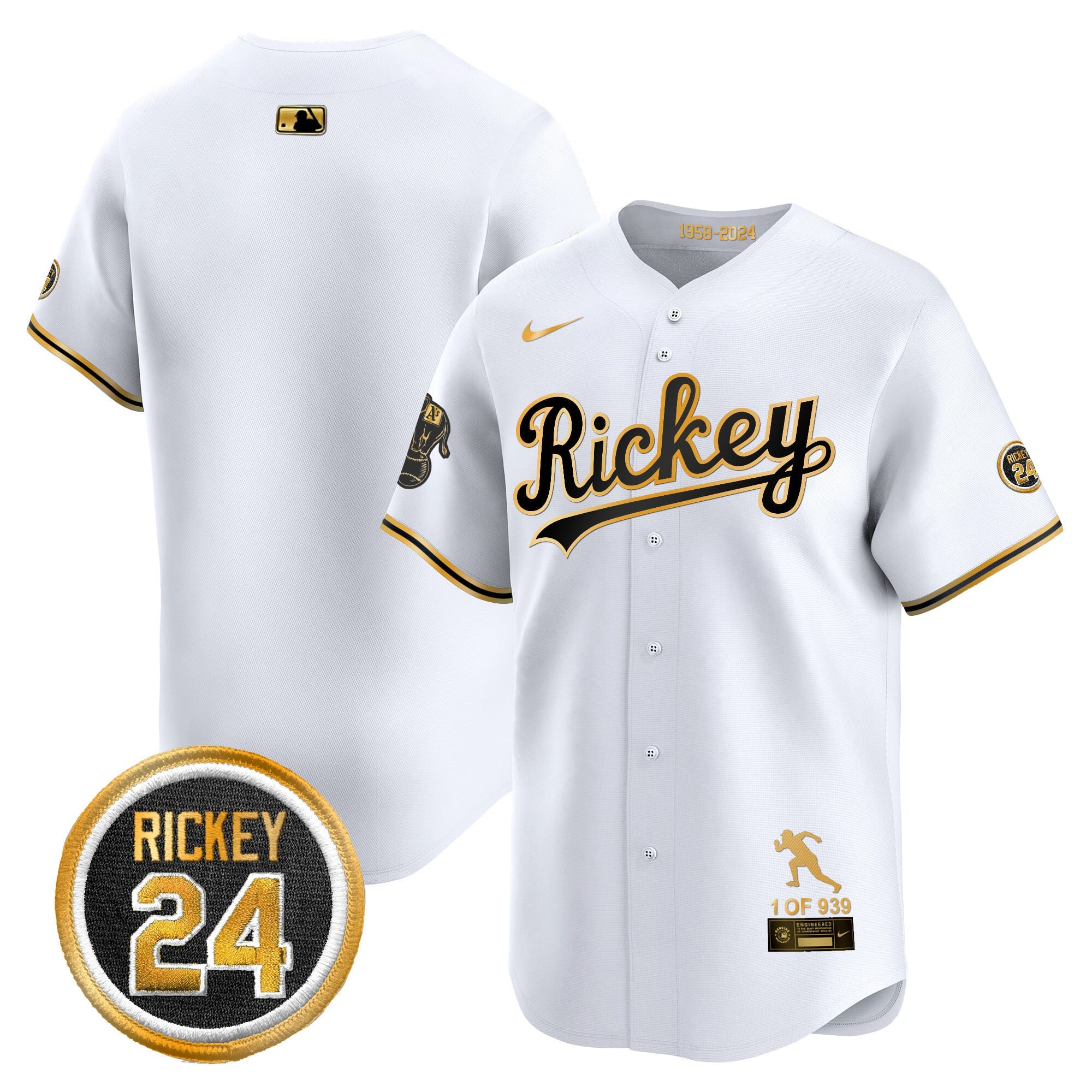 Men's Oakland Athletics Rickey Tribute style Vapor Premier Limited Jersey - All Stitched