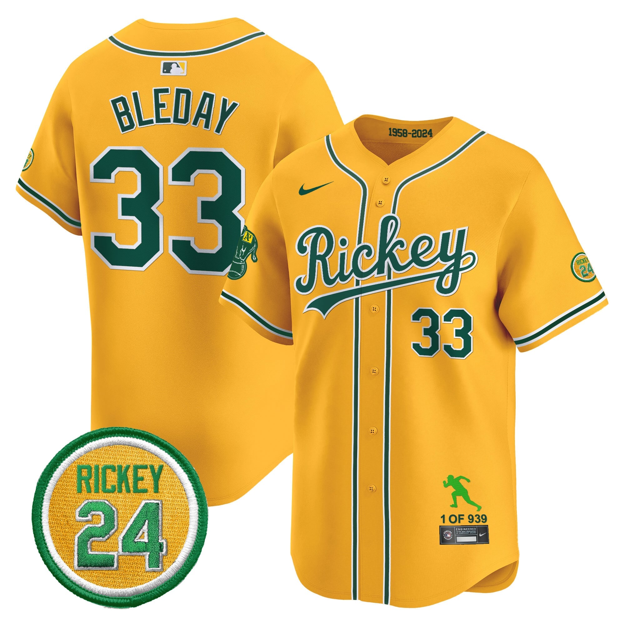 Men's Oakland Athletics Rickey Tribute style Vapor Premier Limited Jersey - All Stitched