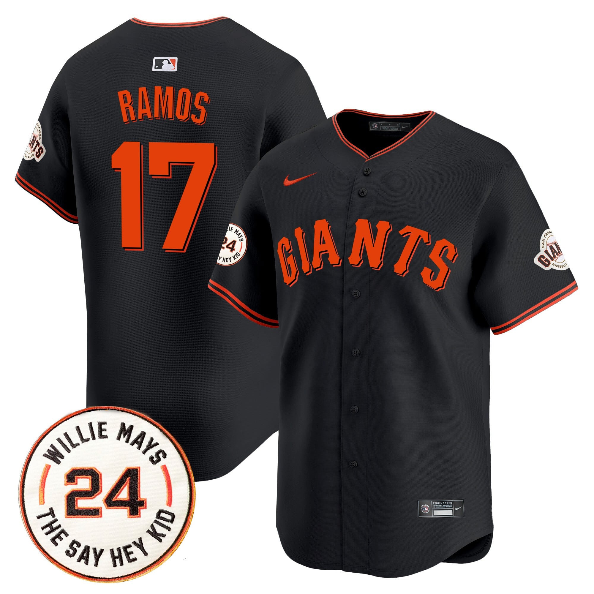 Men's San Francisco Giants 2025 Willie Mays Patch Vapor Premier Limited Jersey - All Stitched