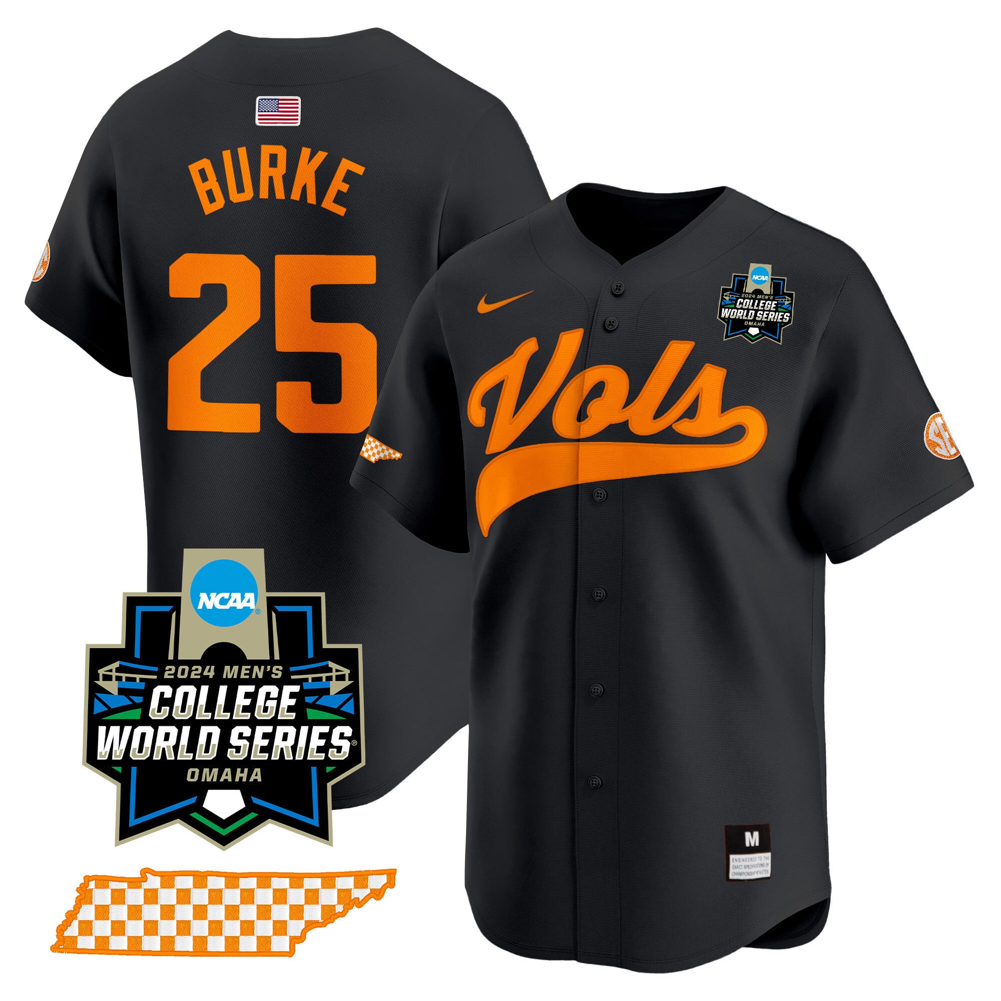 Men's Tennessee Volunteers 2024 College World Series Vapor Premier Limited Jersey V2 - All Stitched