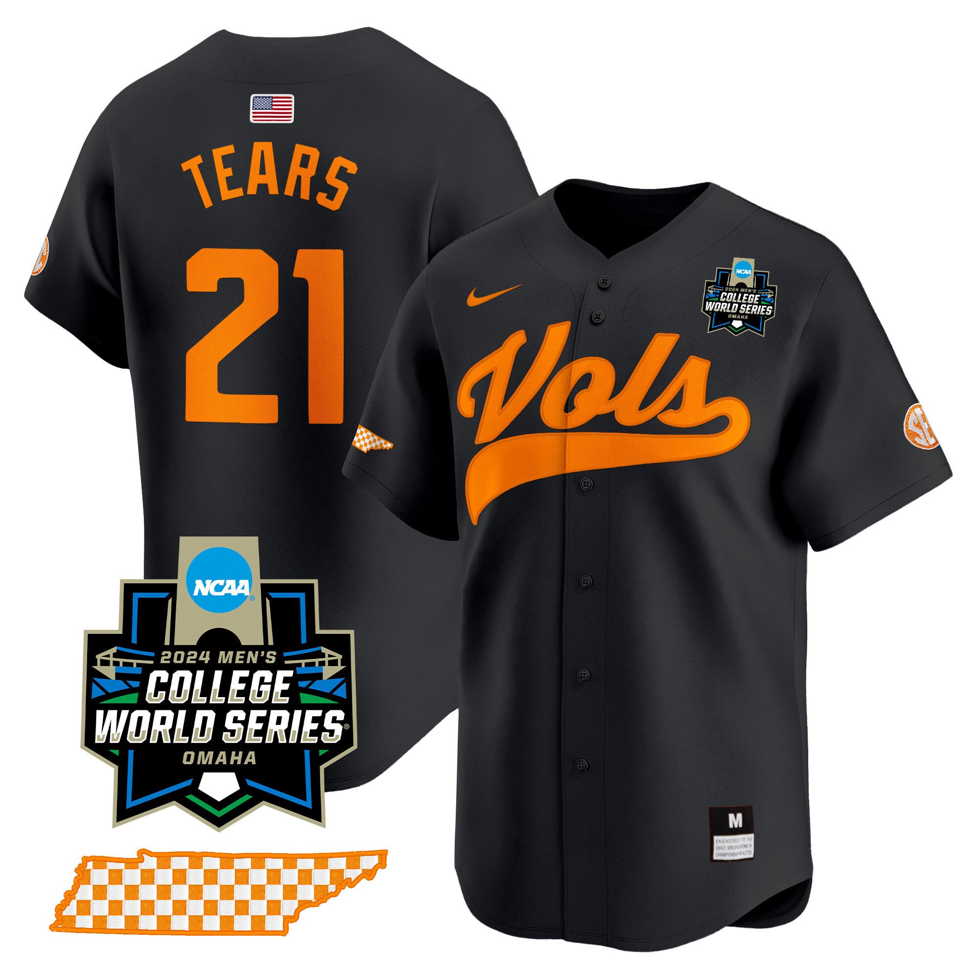 Men's Tennessee Volunteers 2024 College World Series Vapor Premier Limited Jersey V2 - All Stitched