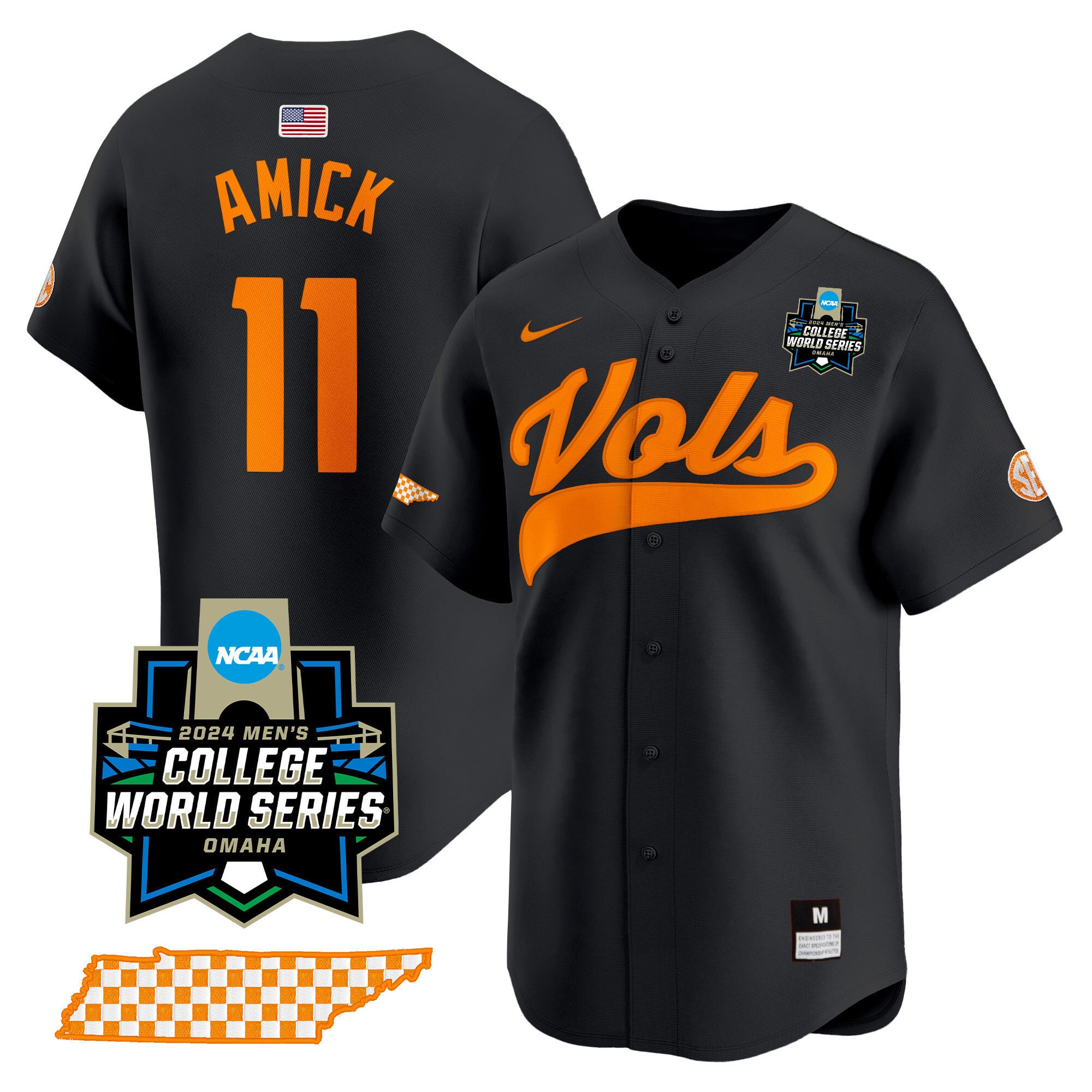 Men's Tennessee Volunteers 2024 College World Series Vapor Premier Limited Jersey V2 - All Stitched