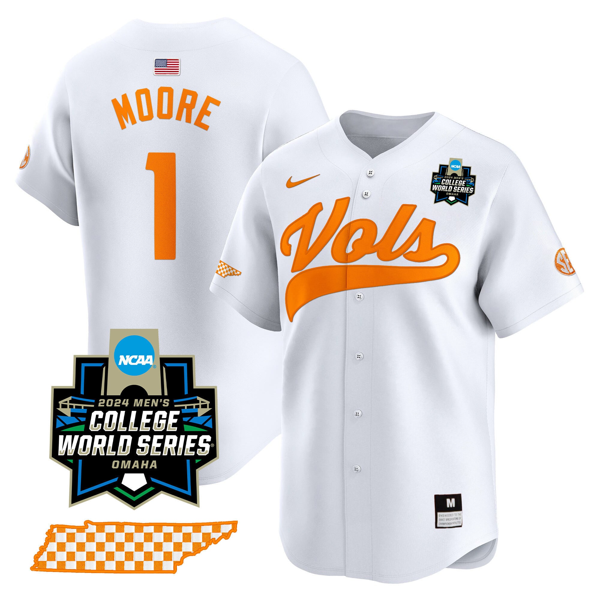 Men's Tennessee Volunteers 2024 College World Series Vapor Premier Limited Jersey V2 - All Stitched