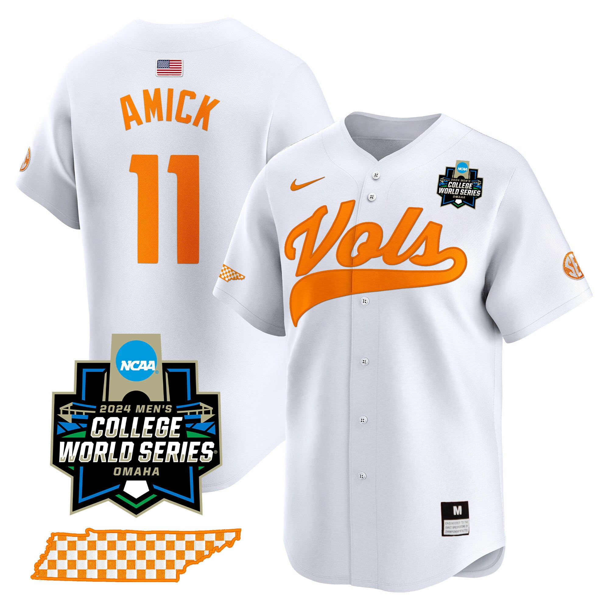 Men's Tennessee Volunteers 2024 College World Series Vapor Premier Limited Jersey V2 - All Stitched