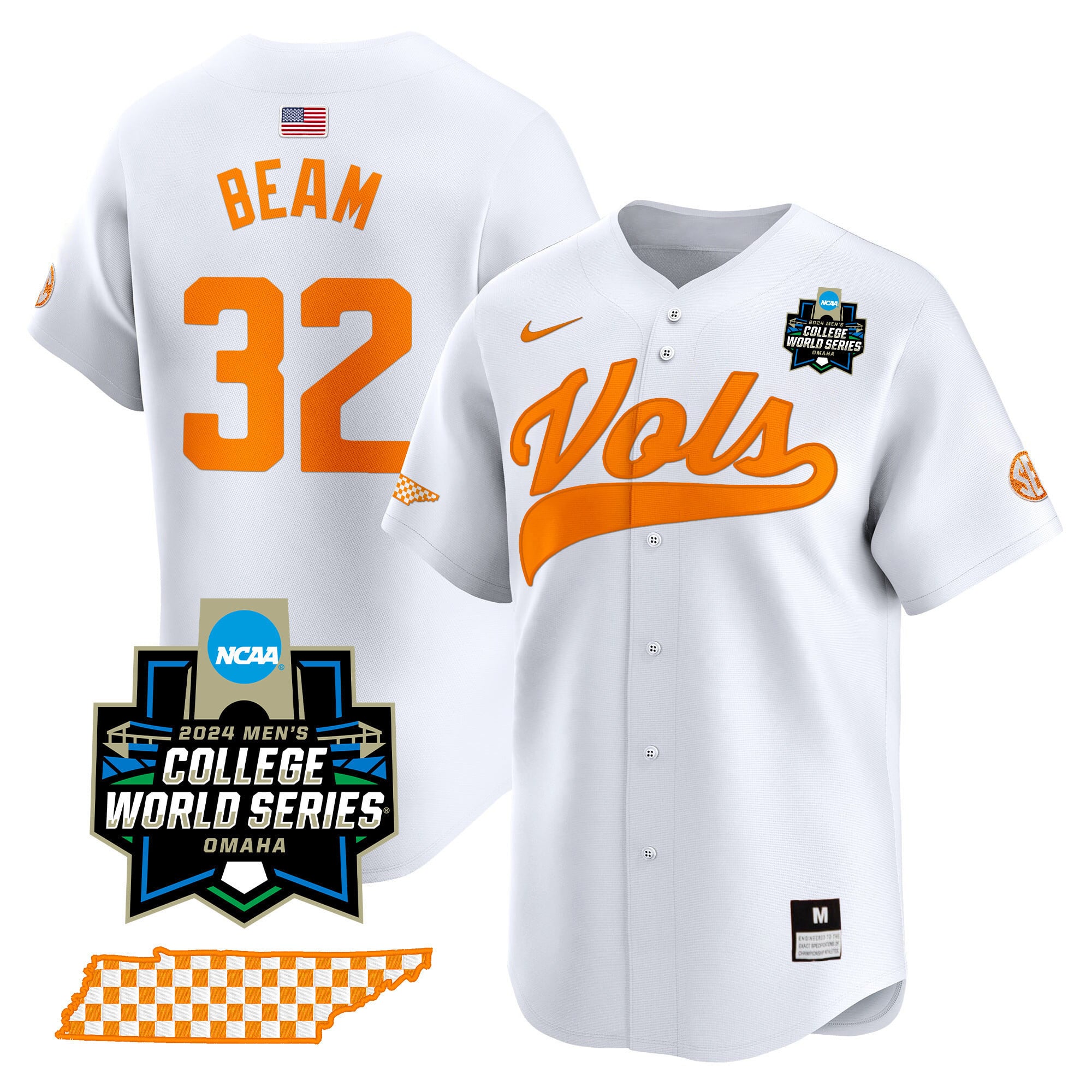 Men's Tennessee Volunteers 2024 College World Series Vapor Premier Limited Jersey V2 - All Stitched