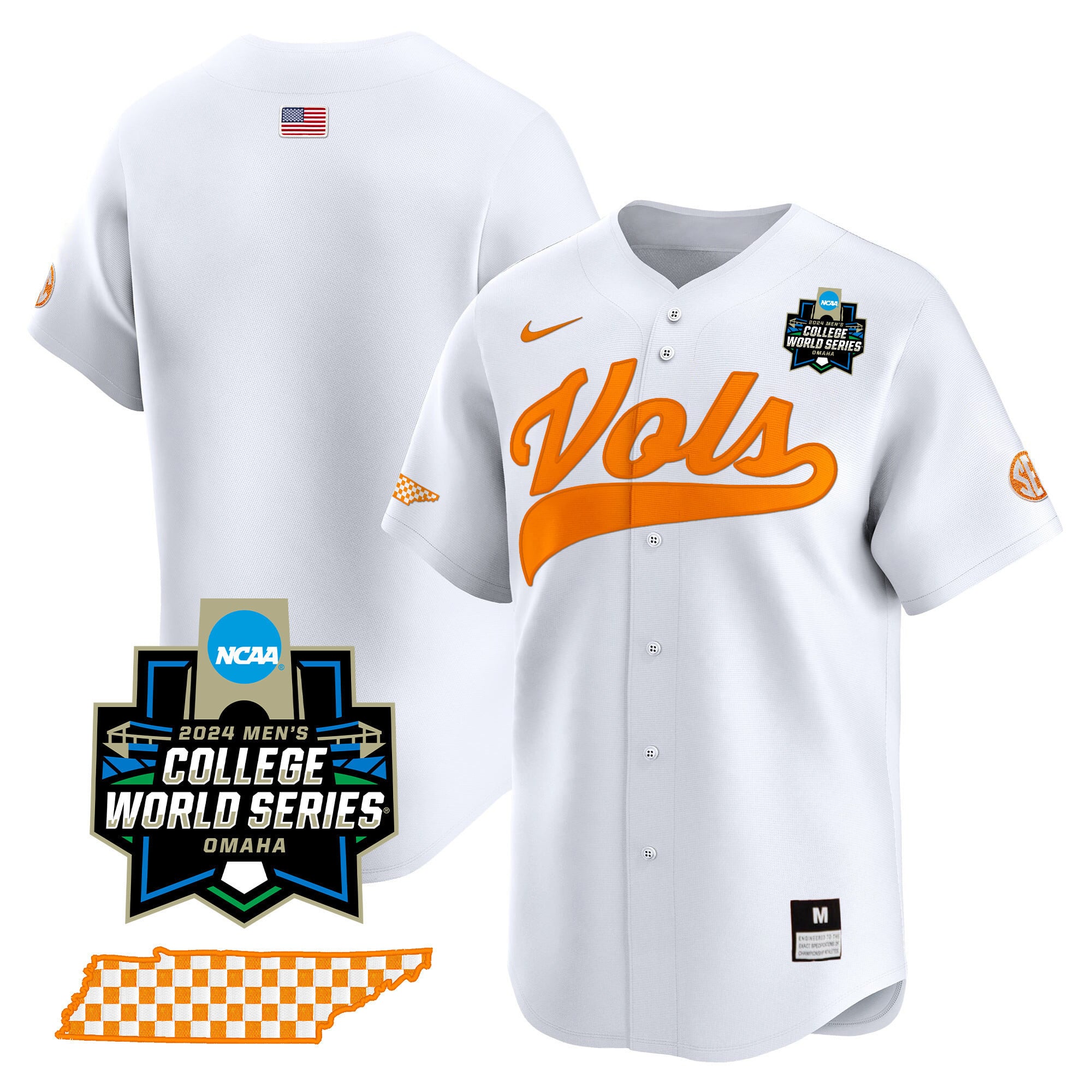 Men's Tennessee Volunteers 2024 College World Series Vapor Premier Limited Jersey V2 - All Stitched
