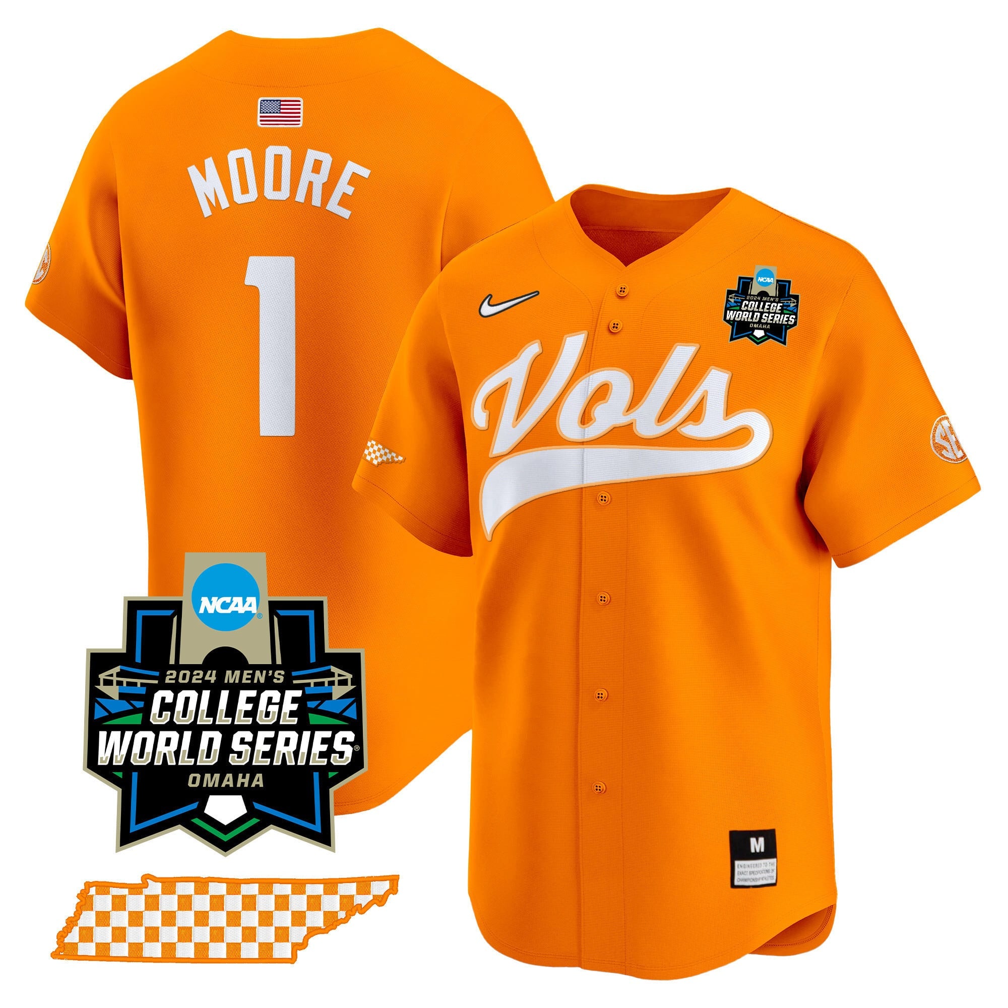 Men's Tennessee Volunteers 2024 College World Series Vapor Premier Limited Jersey V2 - All Stitched