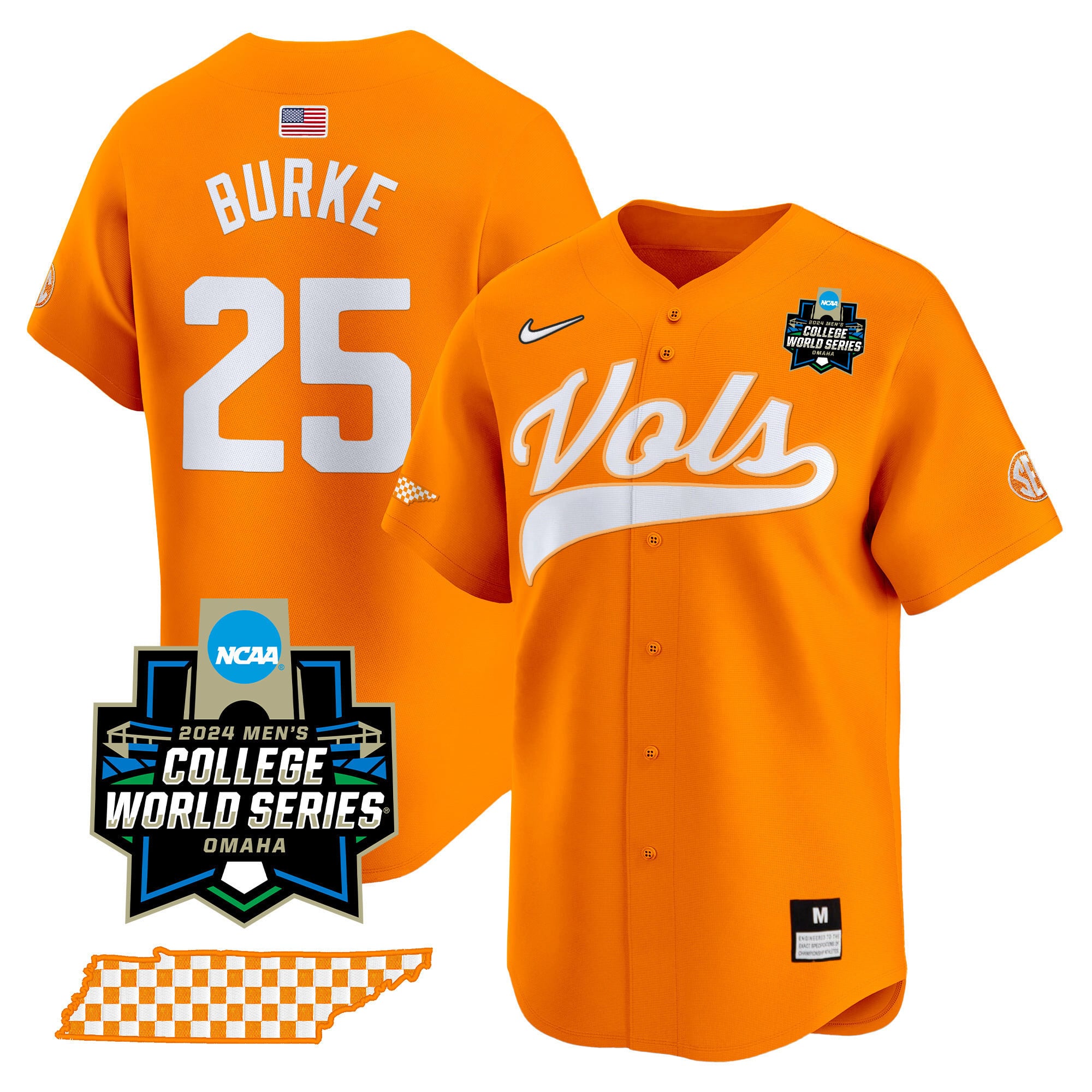 Men's Tennessee Volunteers 2024 College World Series Vapor Premier Limited Jersey V2 - All Stitched