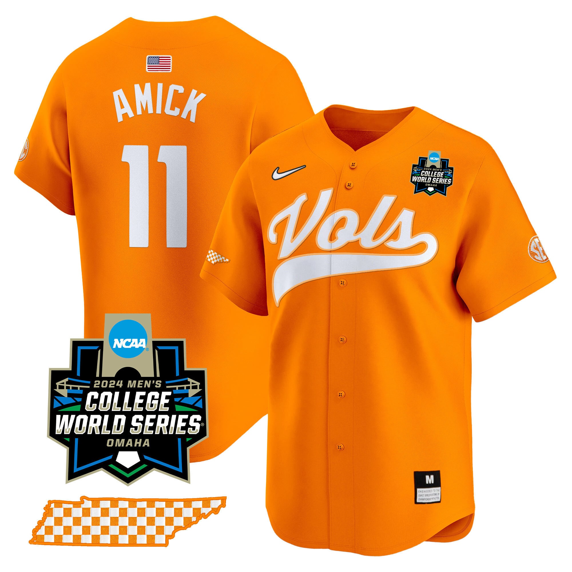 Men's Tennessee Volunteers 2024 College World Series Vapor Premier Limited Jersey V2 - All Stitched