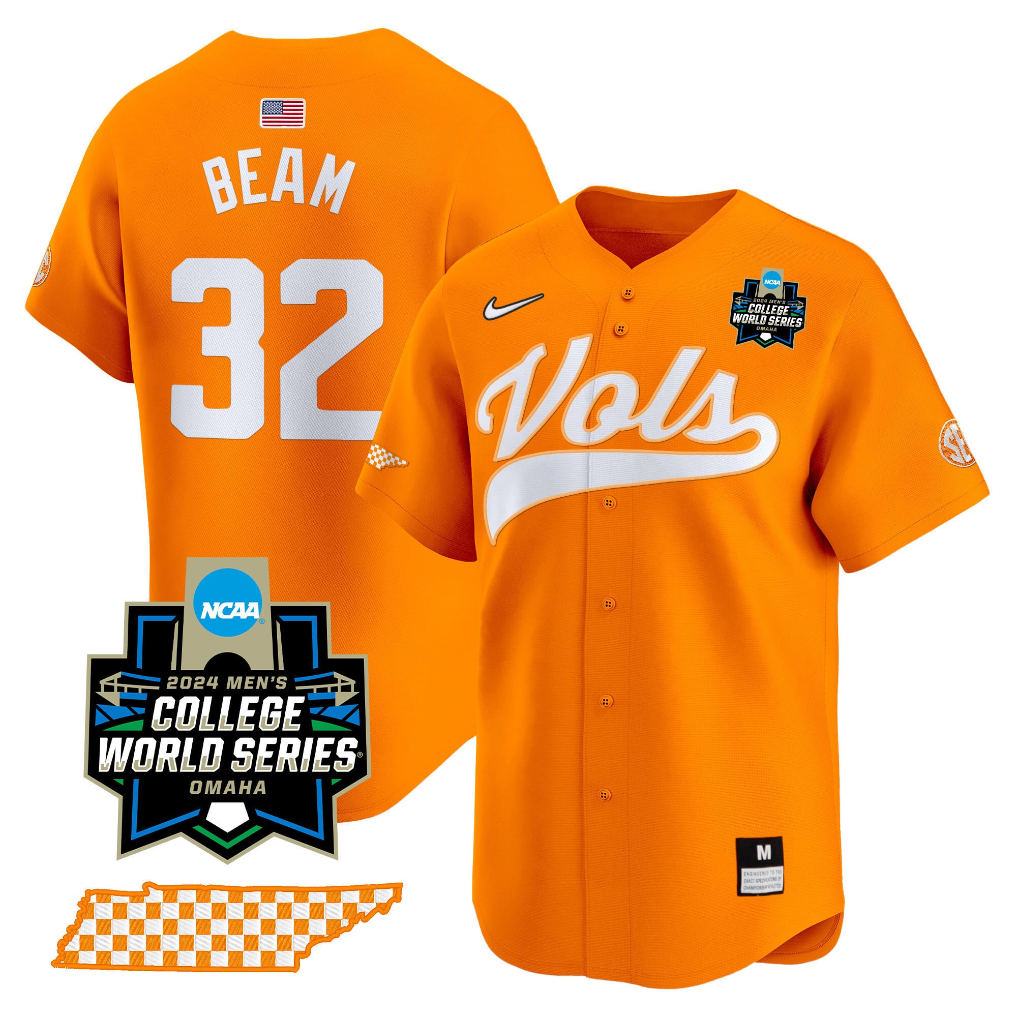 Men's Tennessee Volunteers 2024 College World Series Vapor Premier Limited Jersey V2 - All Stitched