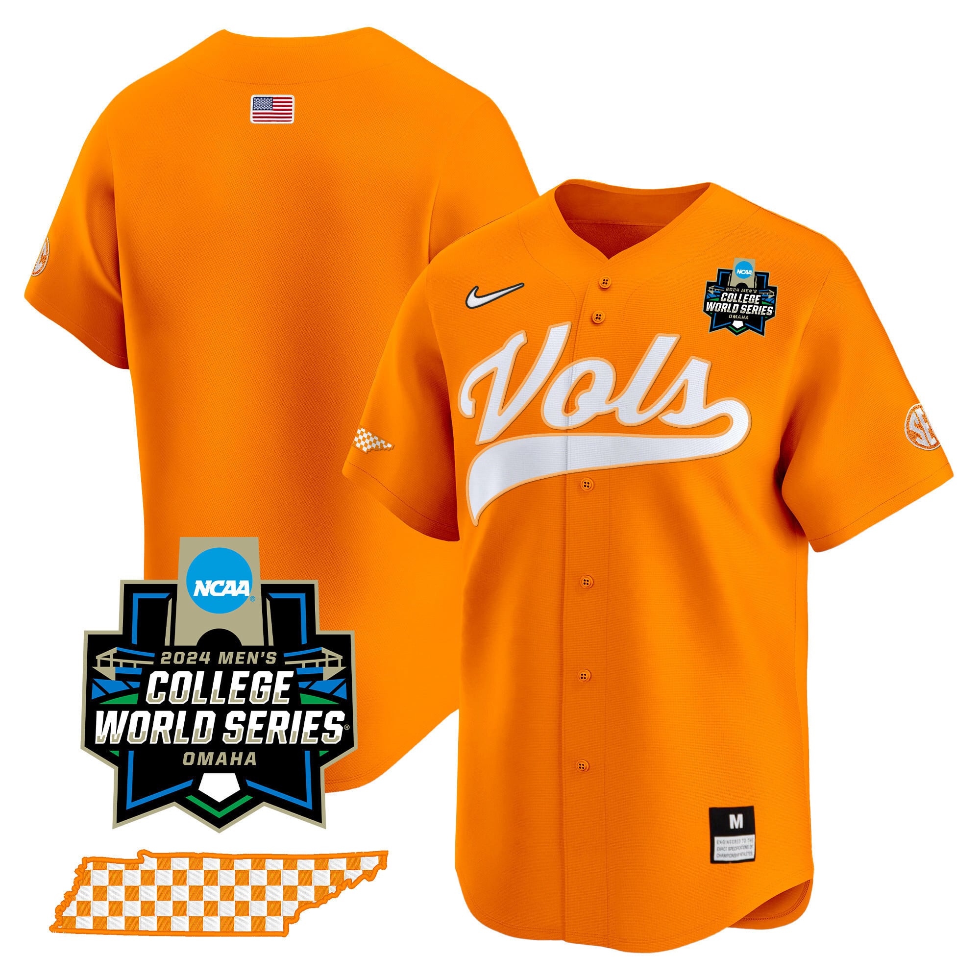 Men's Tennessee Volunteers 2024 College World Series Vapor Premier Limited Jersey V2 - All Stitched