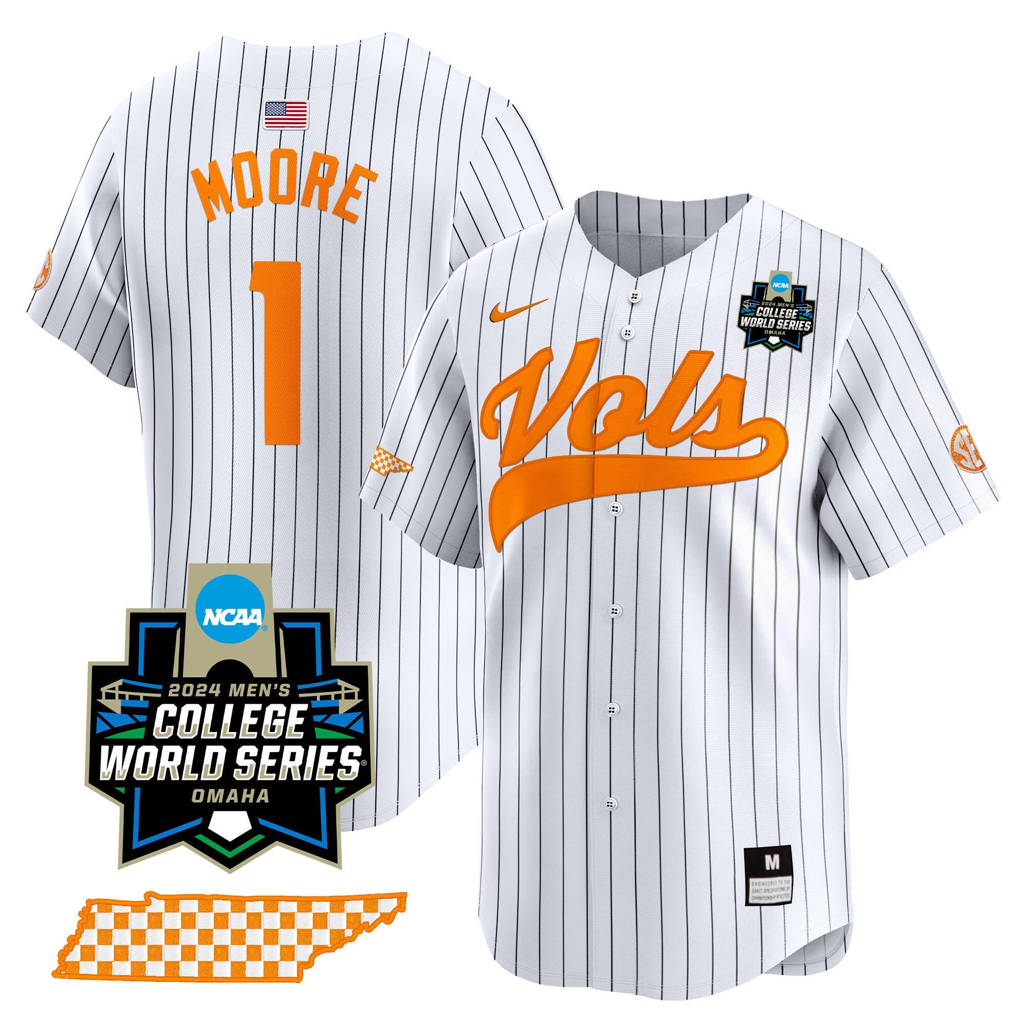 Men's Tennessee Volunteers 2024 College World Series Vapor Premier Limited Jersey V2 - All Stitched