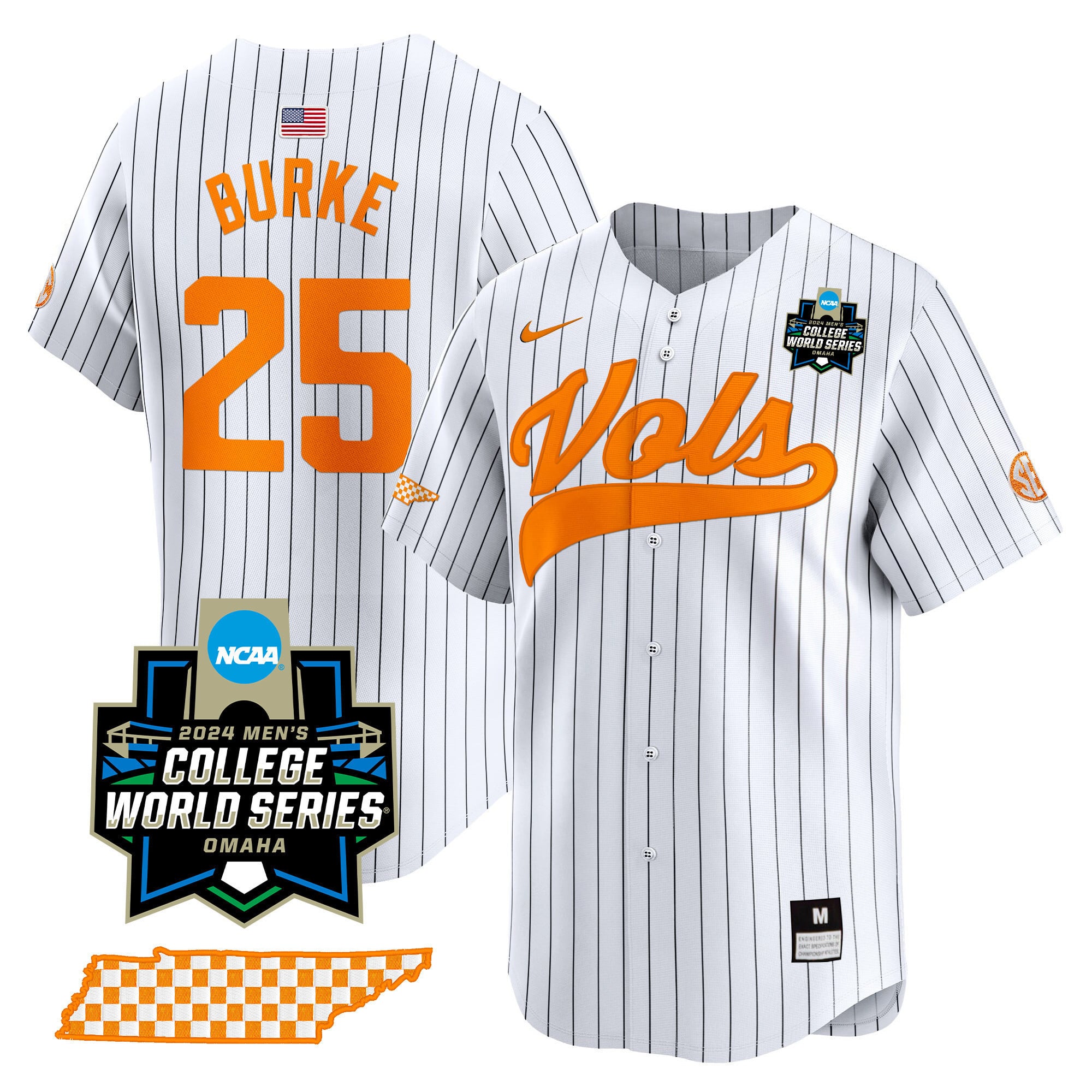 Men's Tennessee Volunteers 2024 College World Series Vapor Premier Limited Jersey V2 - All Stitched