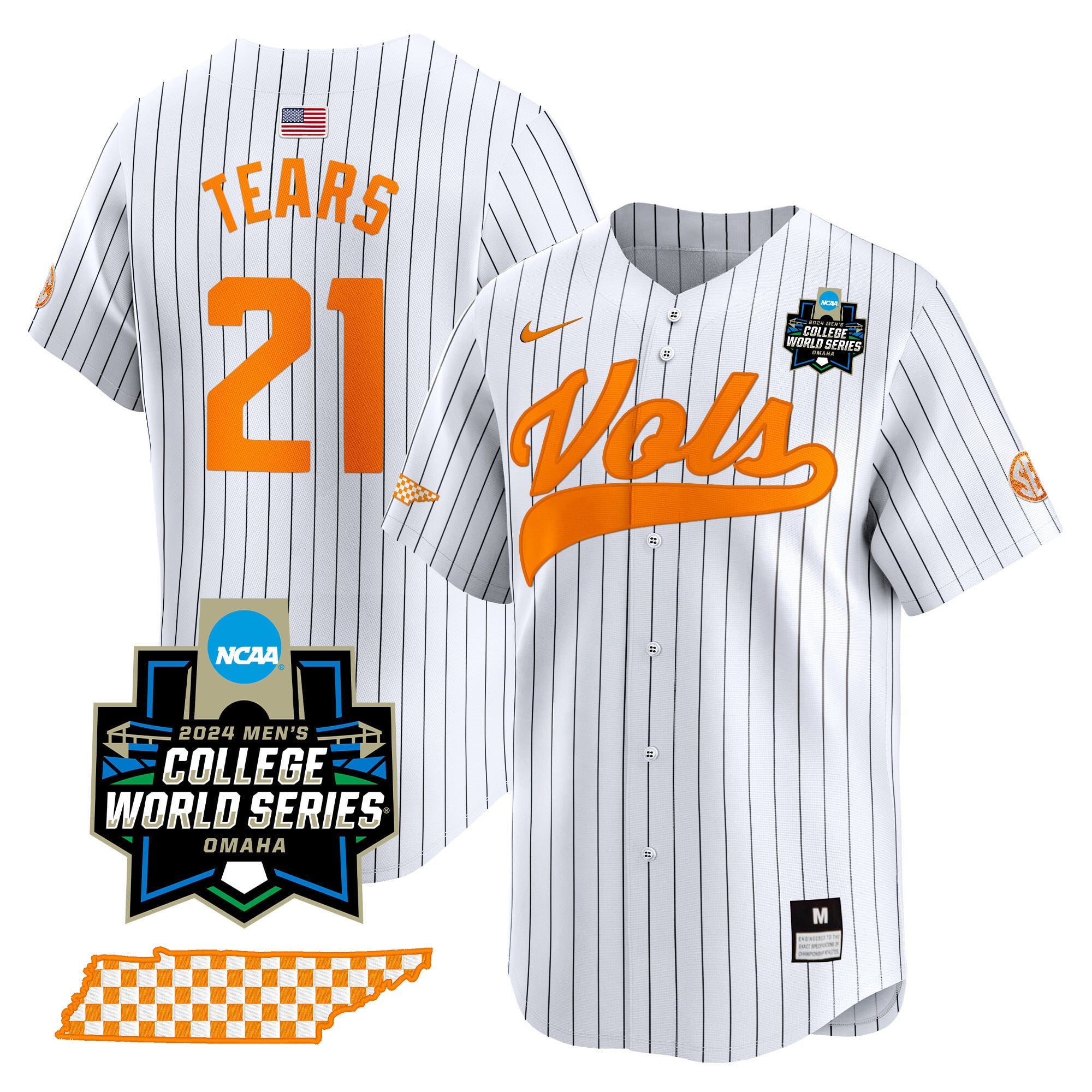 Men's Tennessee Volunteers 2024 College World Series Vapor Premier Limited Jersey V2 - All Stitched