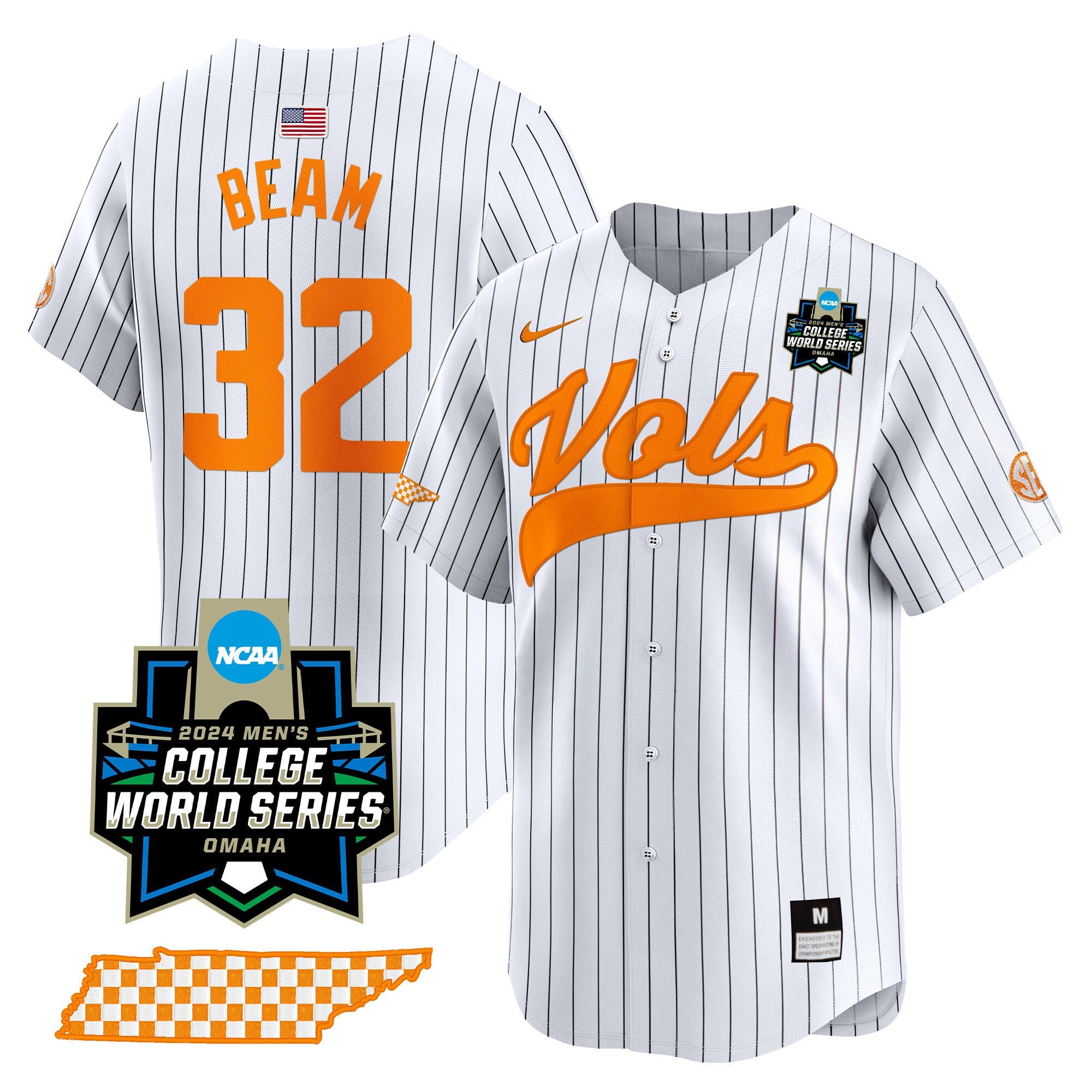 Men's Tennessee Volunteers 2024 College World Series Vapor Premier Limited Jersey V2 - All Stitched