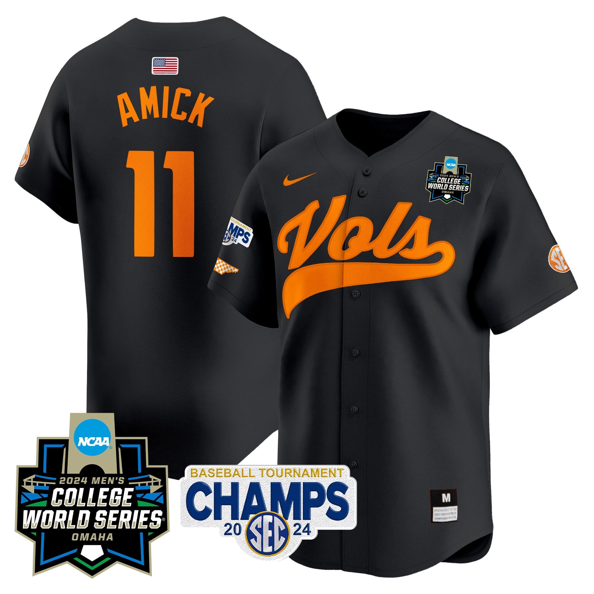 Men's Tennessee Volunteers 2024 Tournament Champs & World Series Vapor Premier Limited Jersey - All Stitched