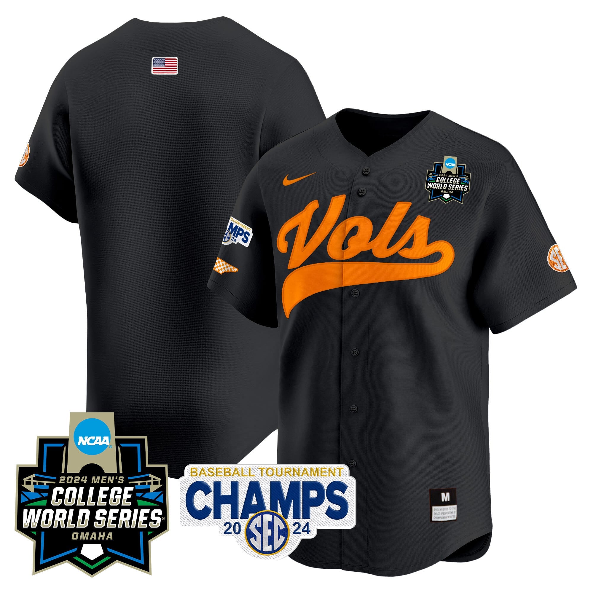 Men's Tennessee Volunteers 2024 Tournament Champs & World Series Vapor Premier Limited Jersey - All Stitched