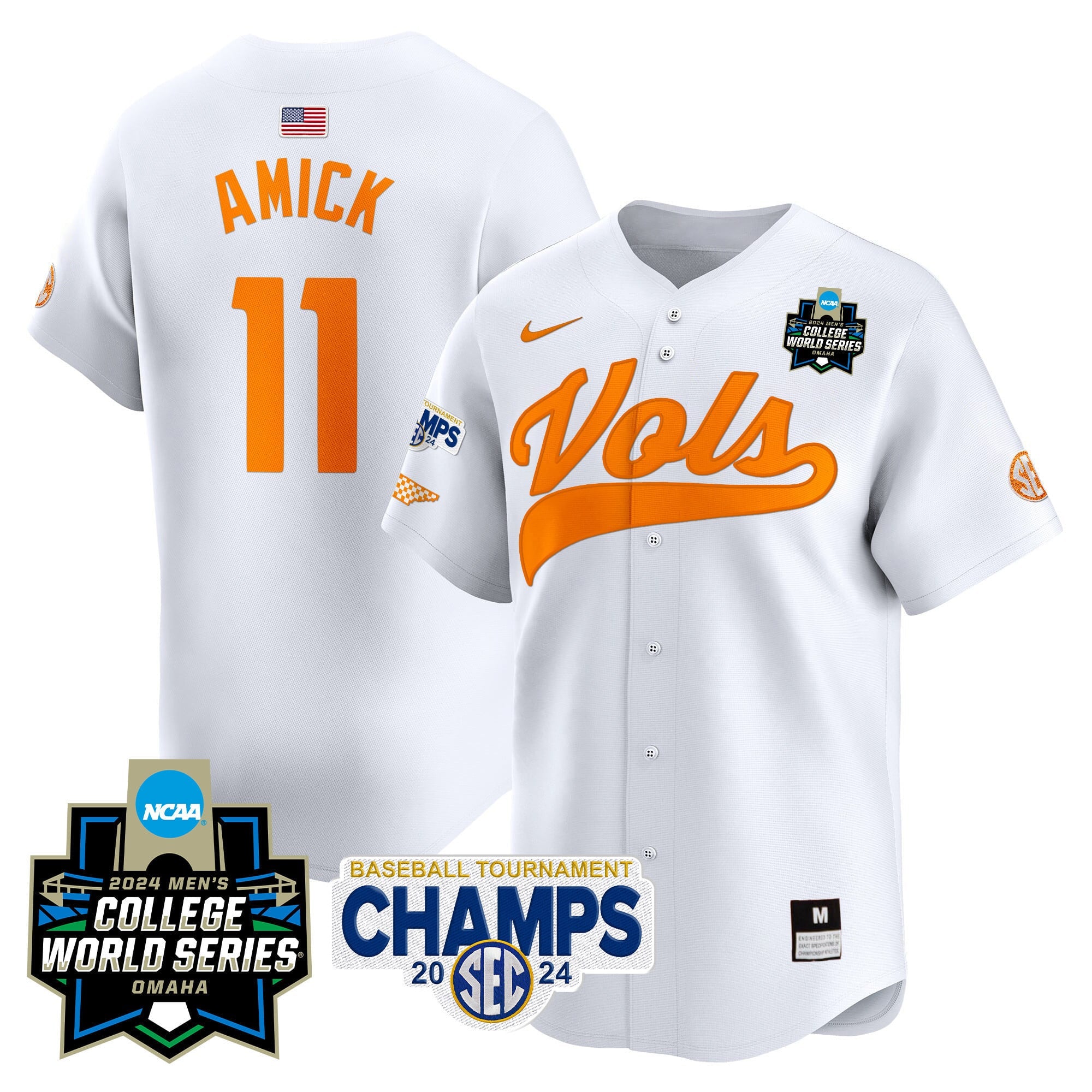 Men's Tennessee Volunteers 2024 Tournament Champs & World Series Vapor Premier Limited Jersey - All Stitched