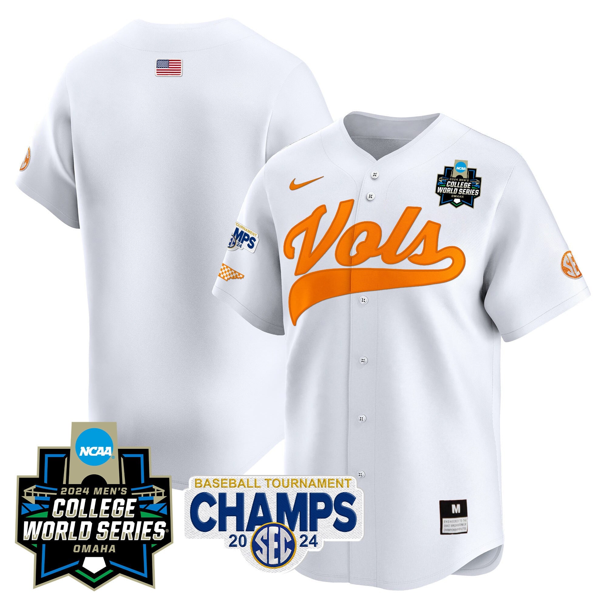 Men's Tennessee Volunteers 2024 Tournament Champs & World Series Vapor Premier Limited Jersey - All Stitched