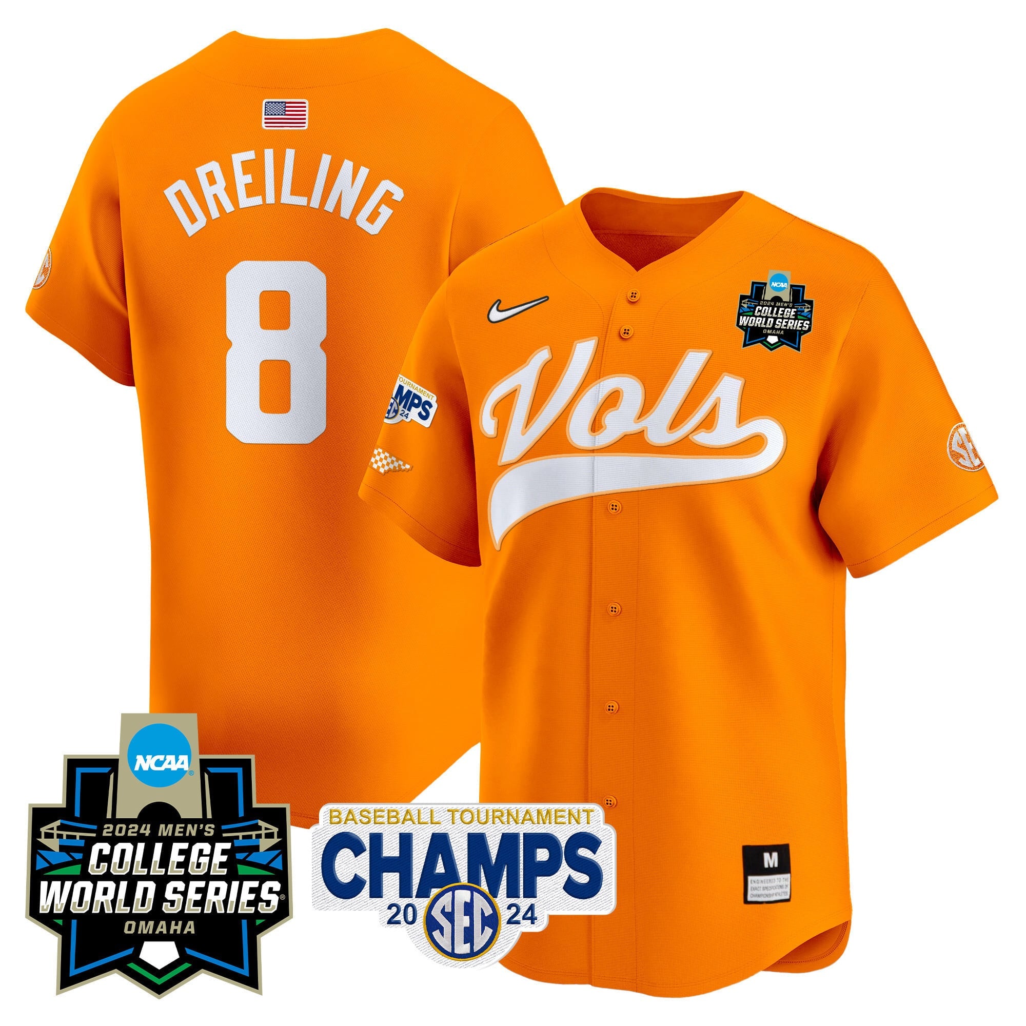 Men's Tennessee Volunteers 2024 Tournament Champs & World Series Vapor Premier Limited Jersey - All Stitched