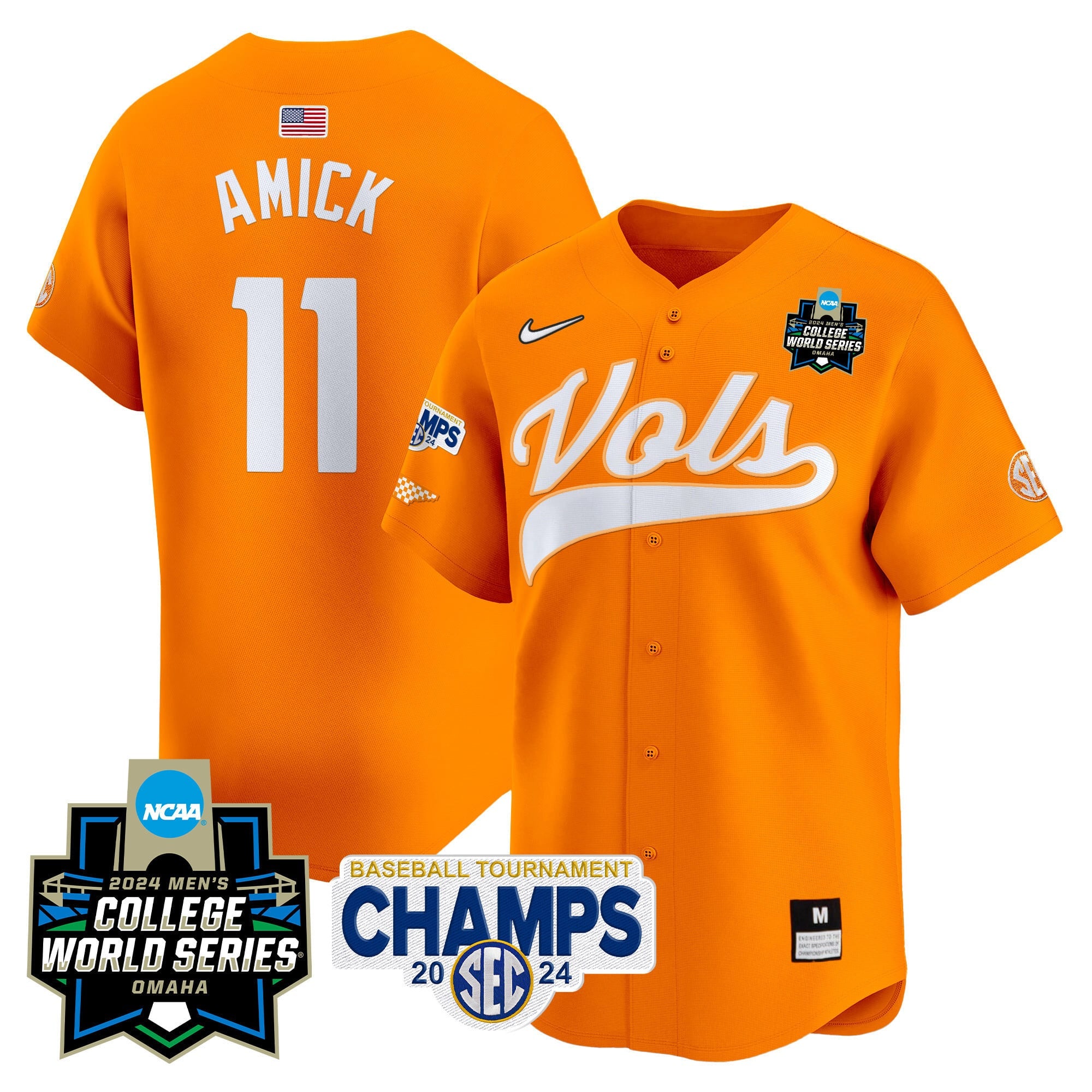 Men's Tennessee Volunteers 2024 Tournament Champs & World Series Vapor Premier Limited Jersey - All Stitched