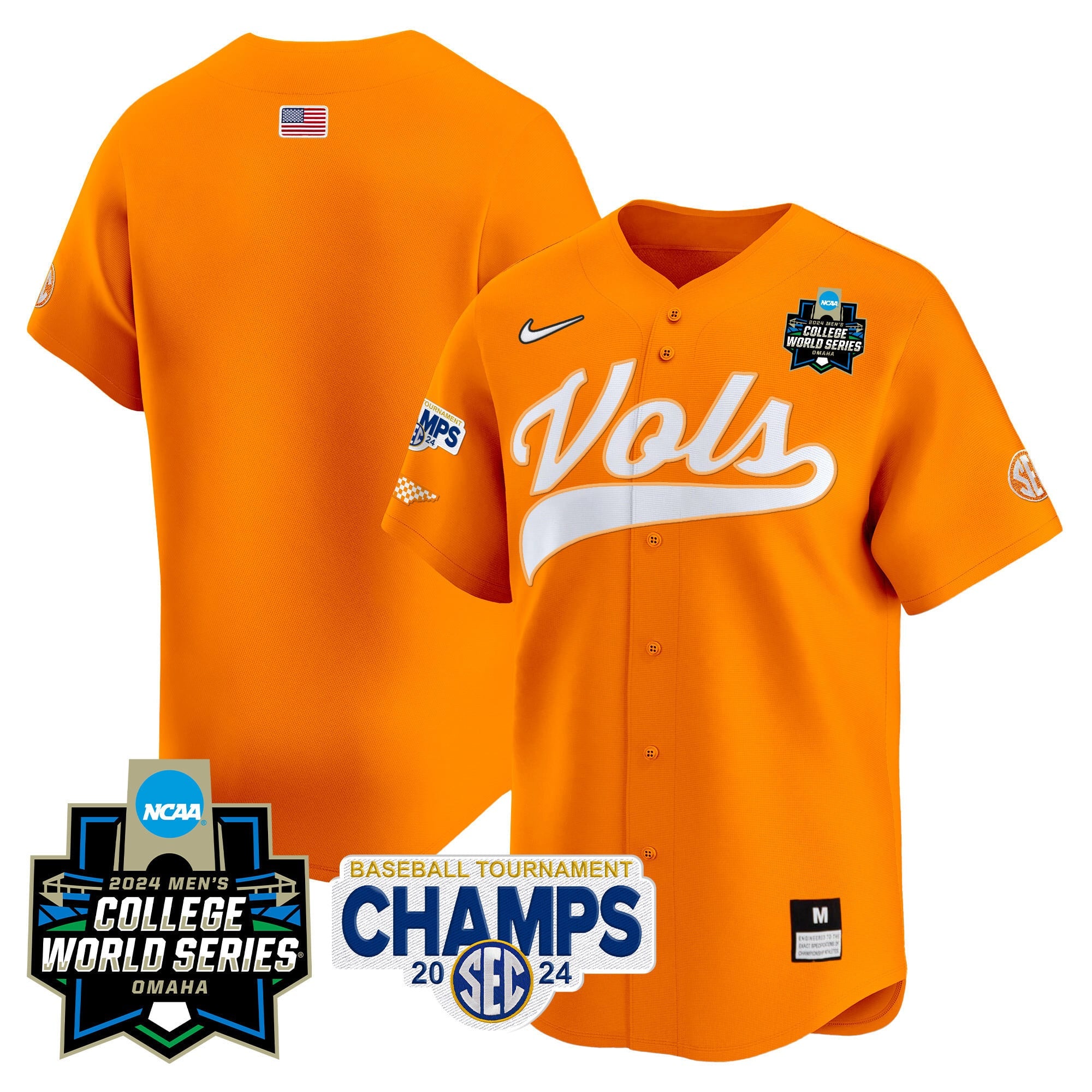 Men's Tennessee Volunteers 2024 Tournament Champs & World Series Vapor Premier Limited Jersey - All Stitched